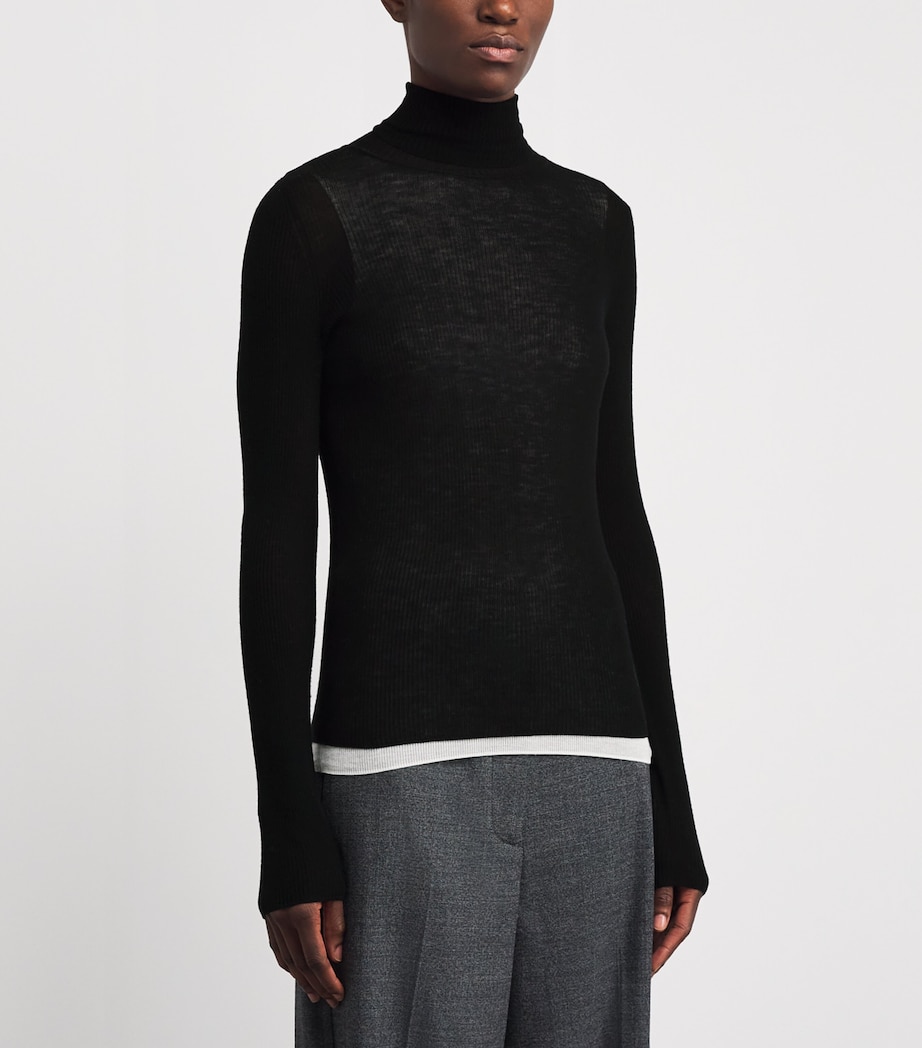 Wool Contrast-Trim Rollneck Sweater BLACK Image 3