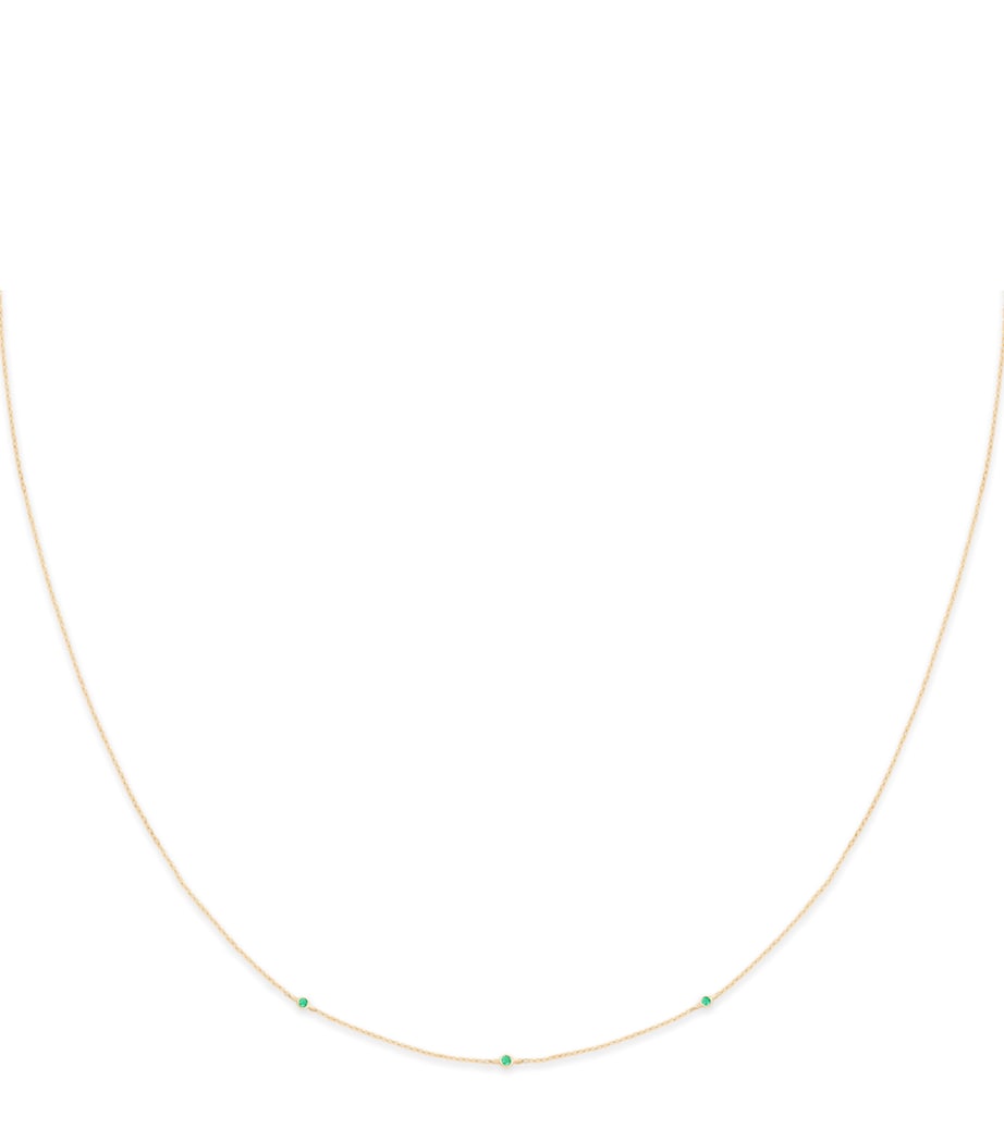 Yellow Gold and Emerald Charm Necklace GOLD Image 1