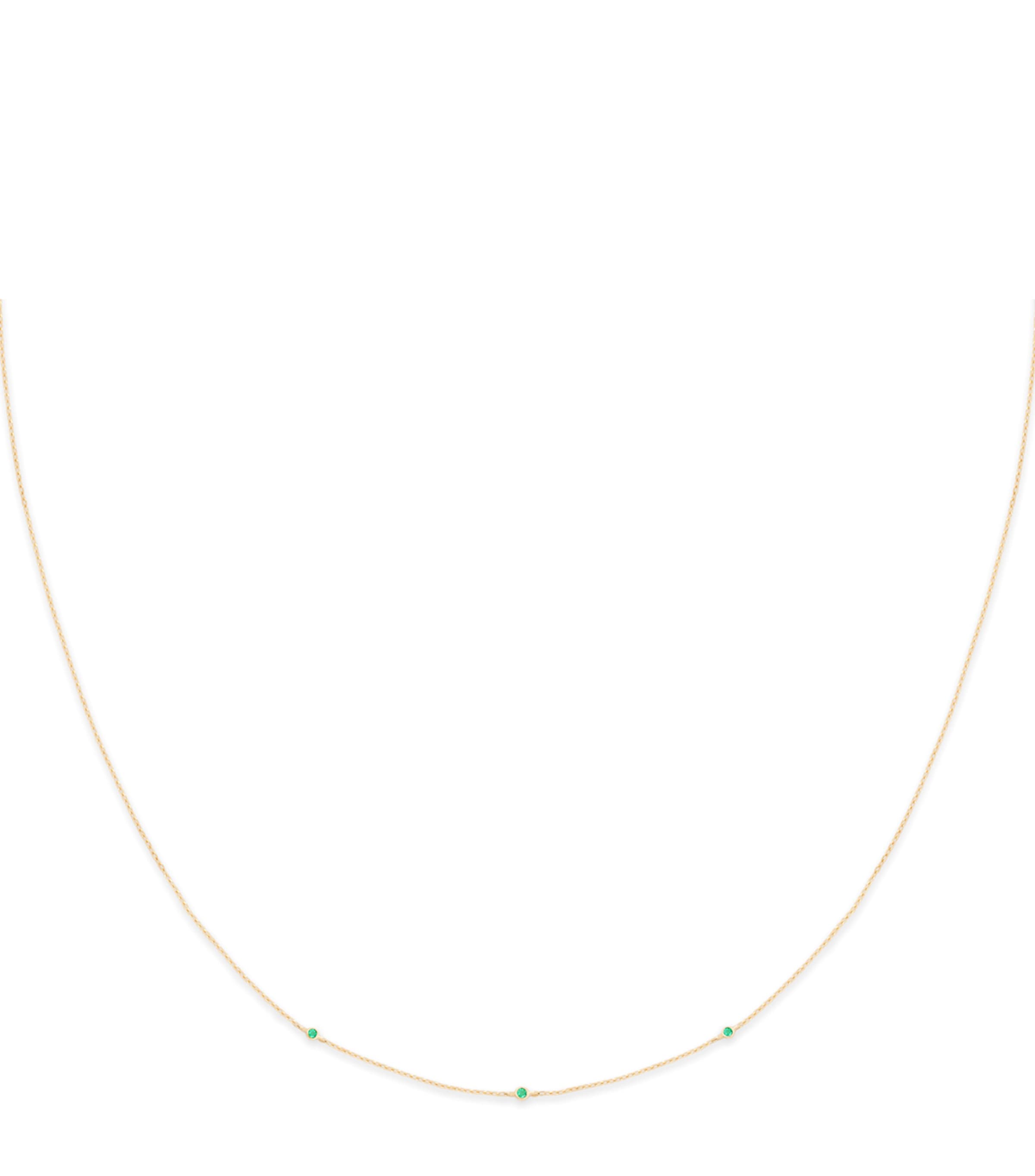 Astrid & Miyu Yellow Gold and Emerald Charm Necklace | Fashion Jewellery | Necklaces | Jewellery Watches Exclusives