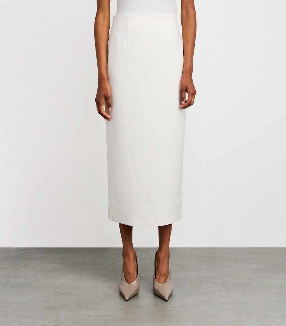 Crepe Midi Pencil Skirt CREAM Image 3