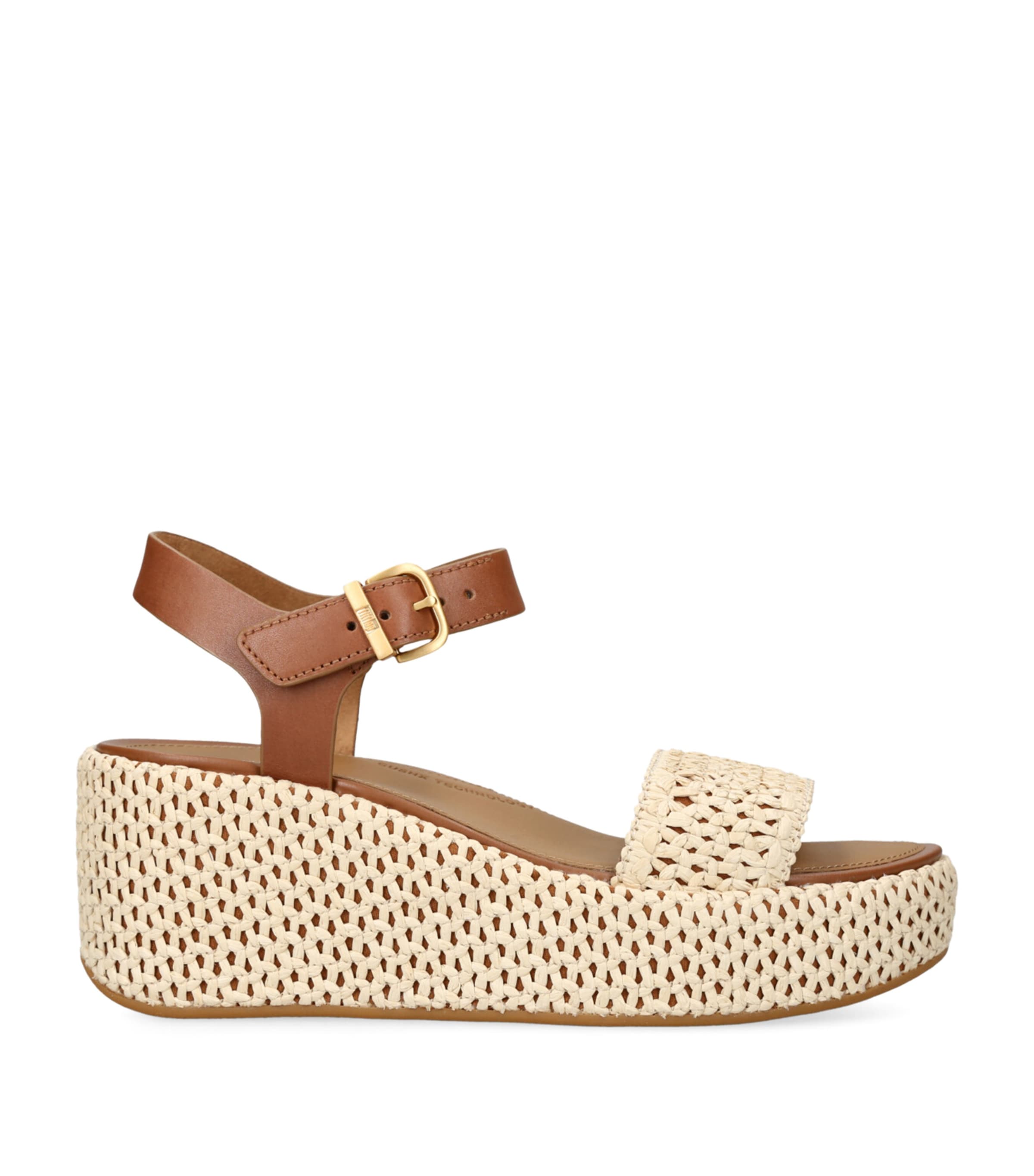 Fitflop Woven-edge Platform Sandals 70 In Beige