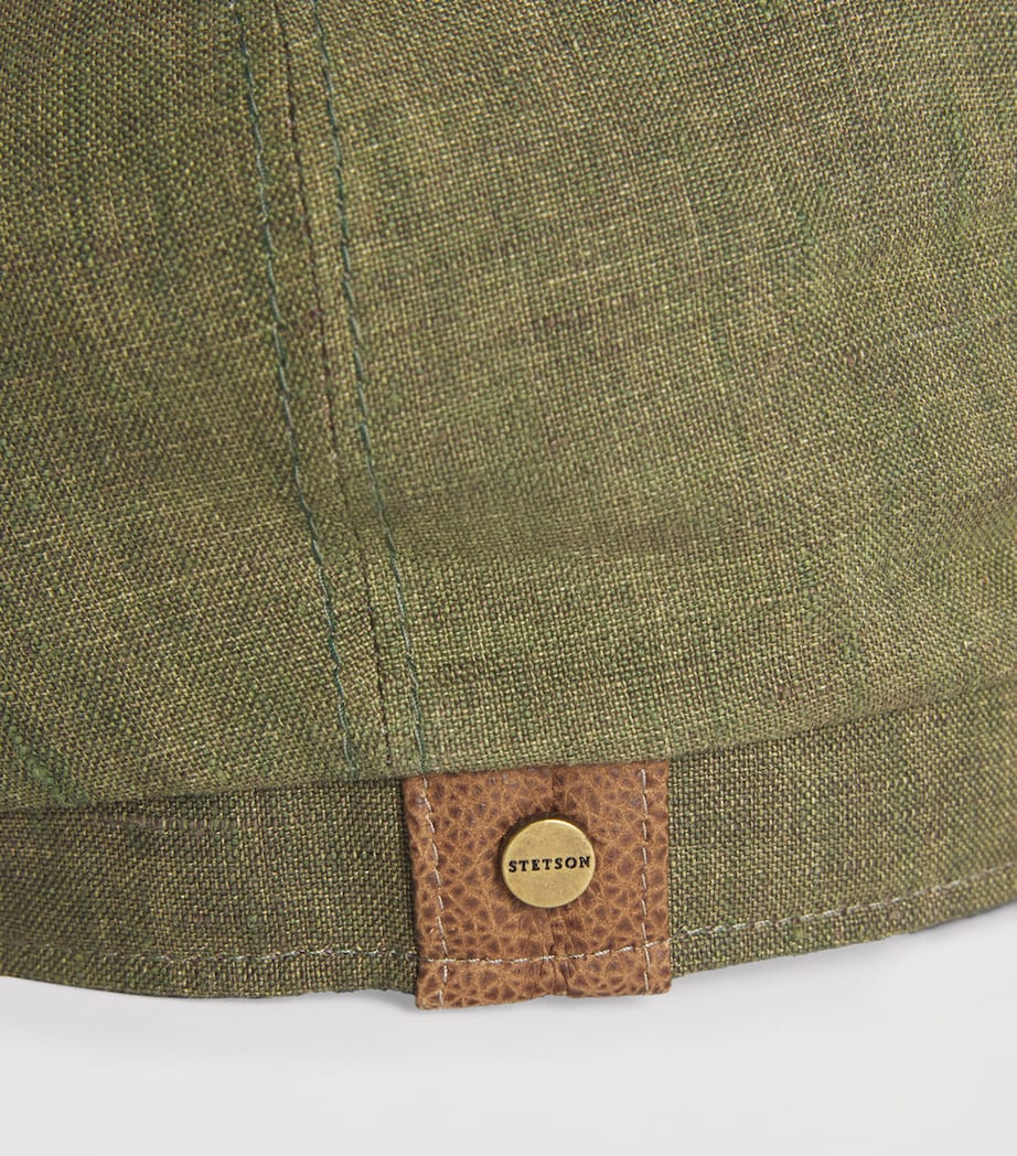 Linen Newsboy Flat Cap 55 - OLIVE Image 4