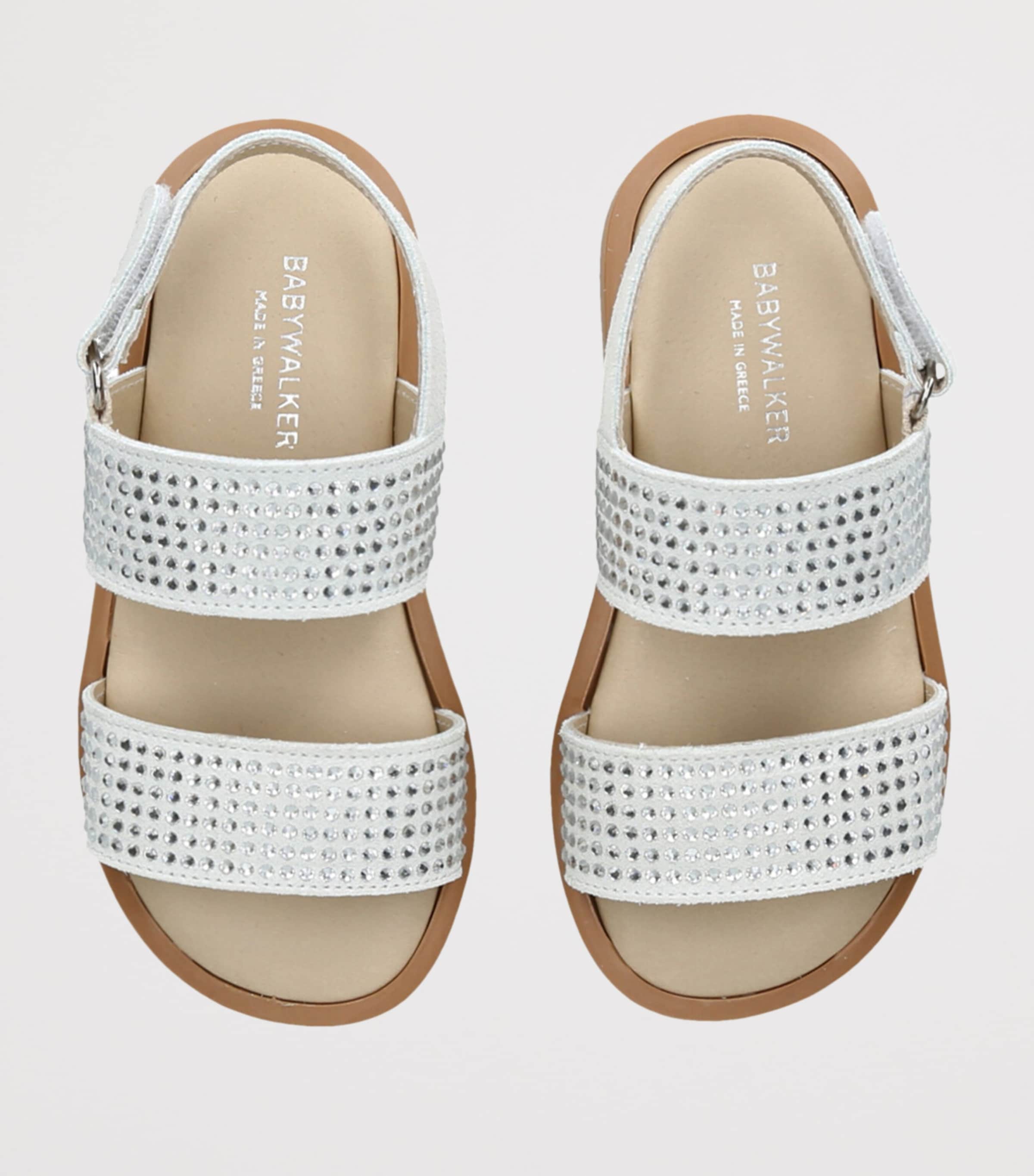 BabyWalker Suede Crystal-Embellished Sandals White Image 4