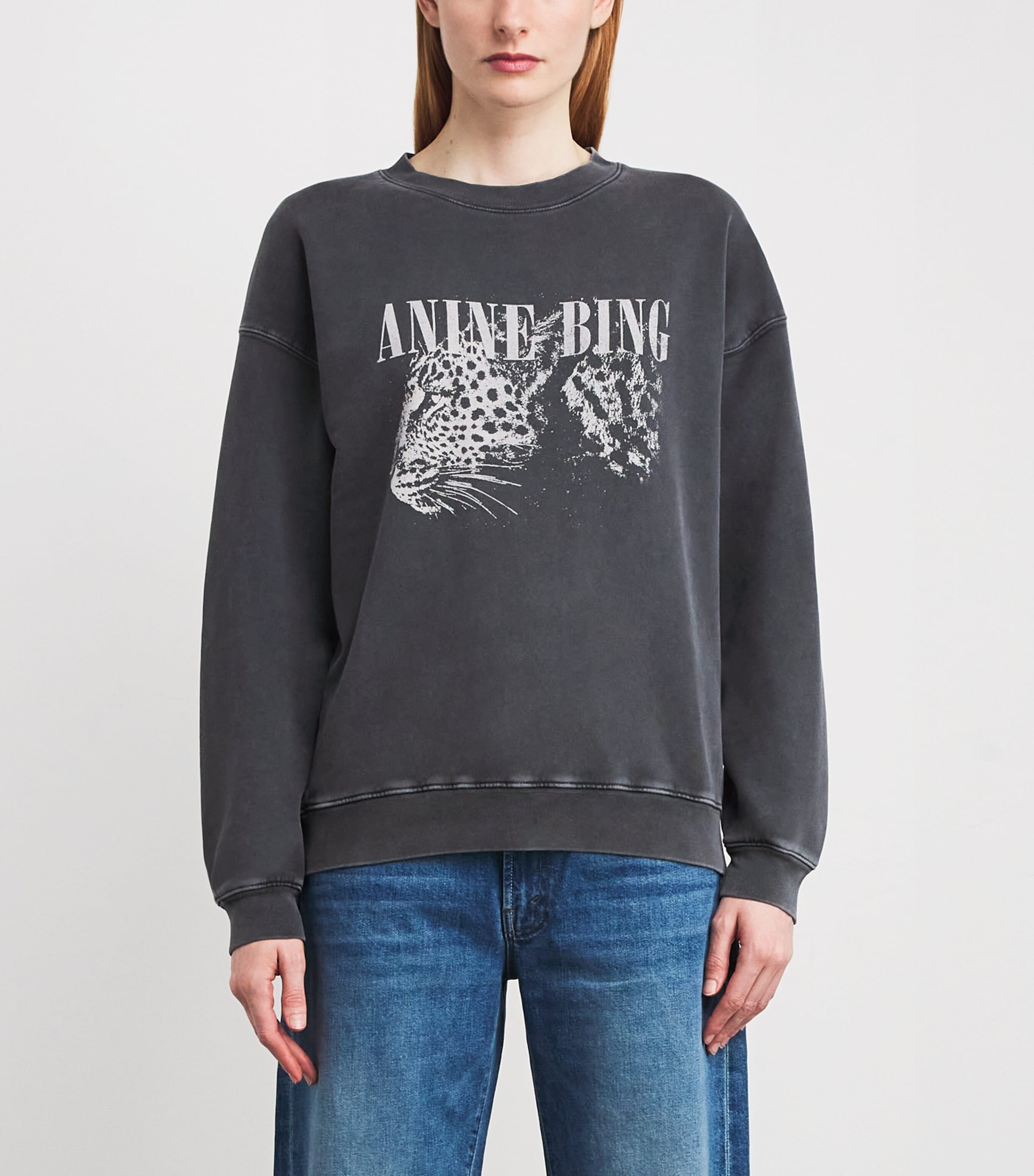 Leopard Print Spencer Sweatshirt WASHED BLACK Image 3