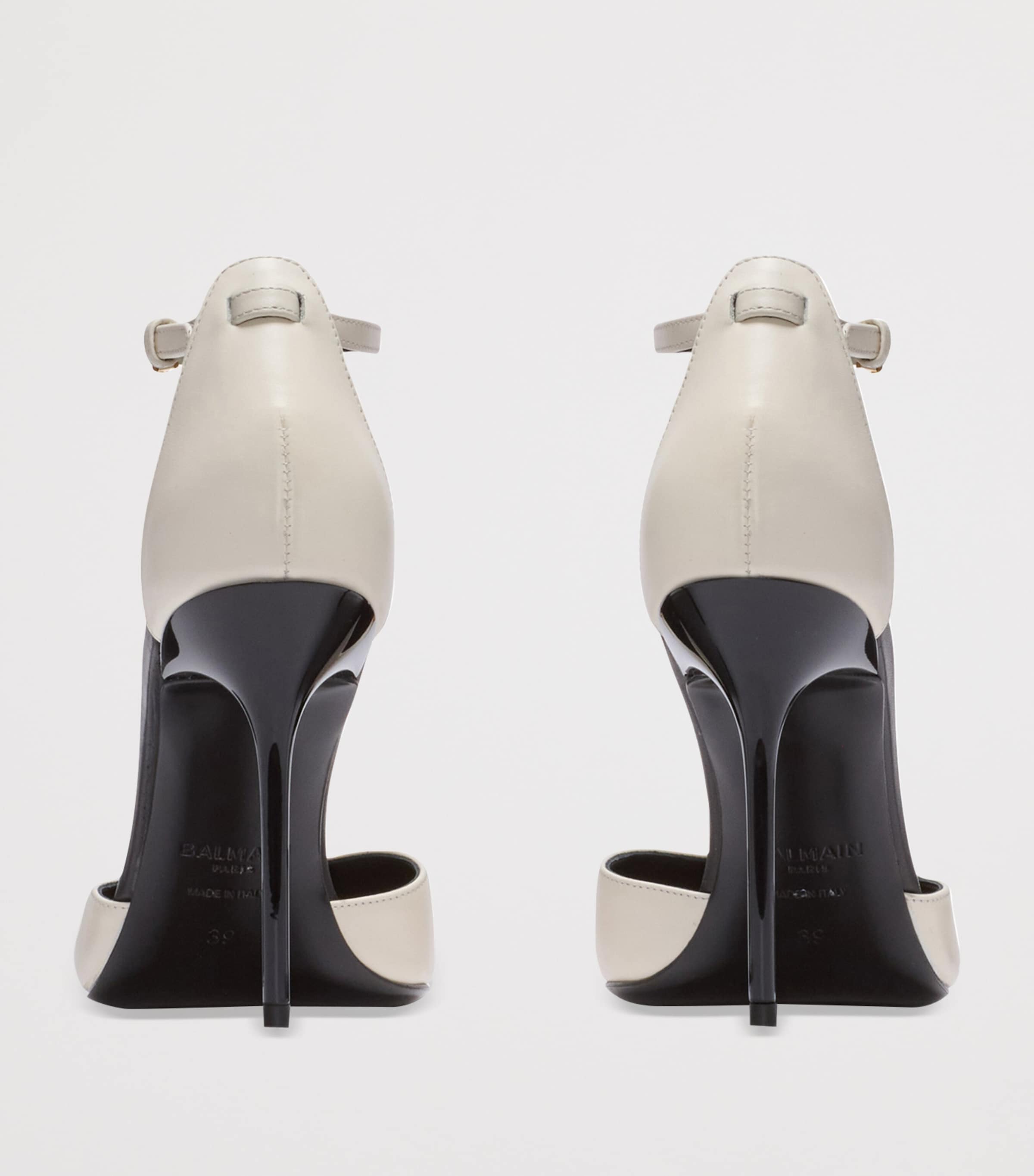 Leather Sync Heeled Mules 95 0AI IVOIRE Image 5