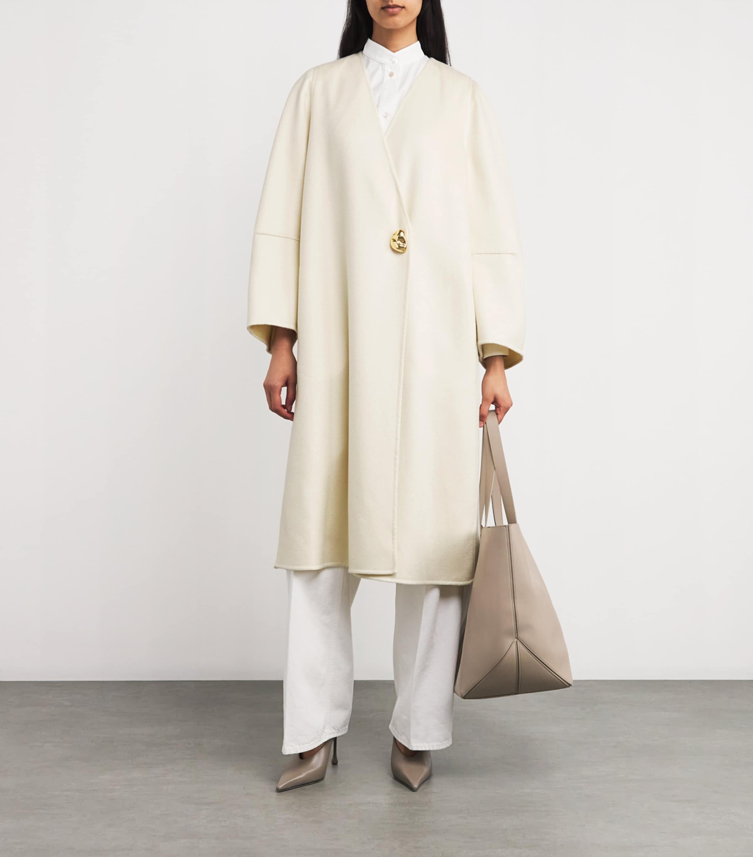 Cashmere Wrap Coat VR1 WHITE Image 2