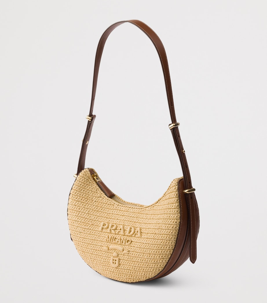 Prada Crochet-Leather Small Arqué Shoulder Bag Neutral Image 5