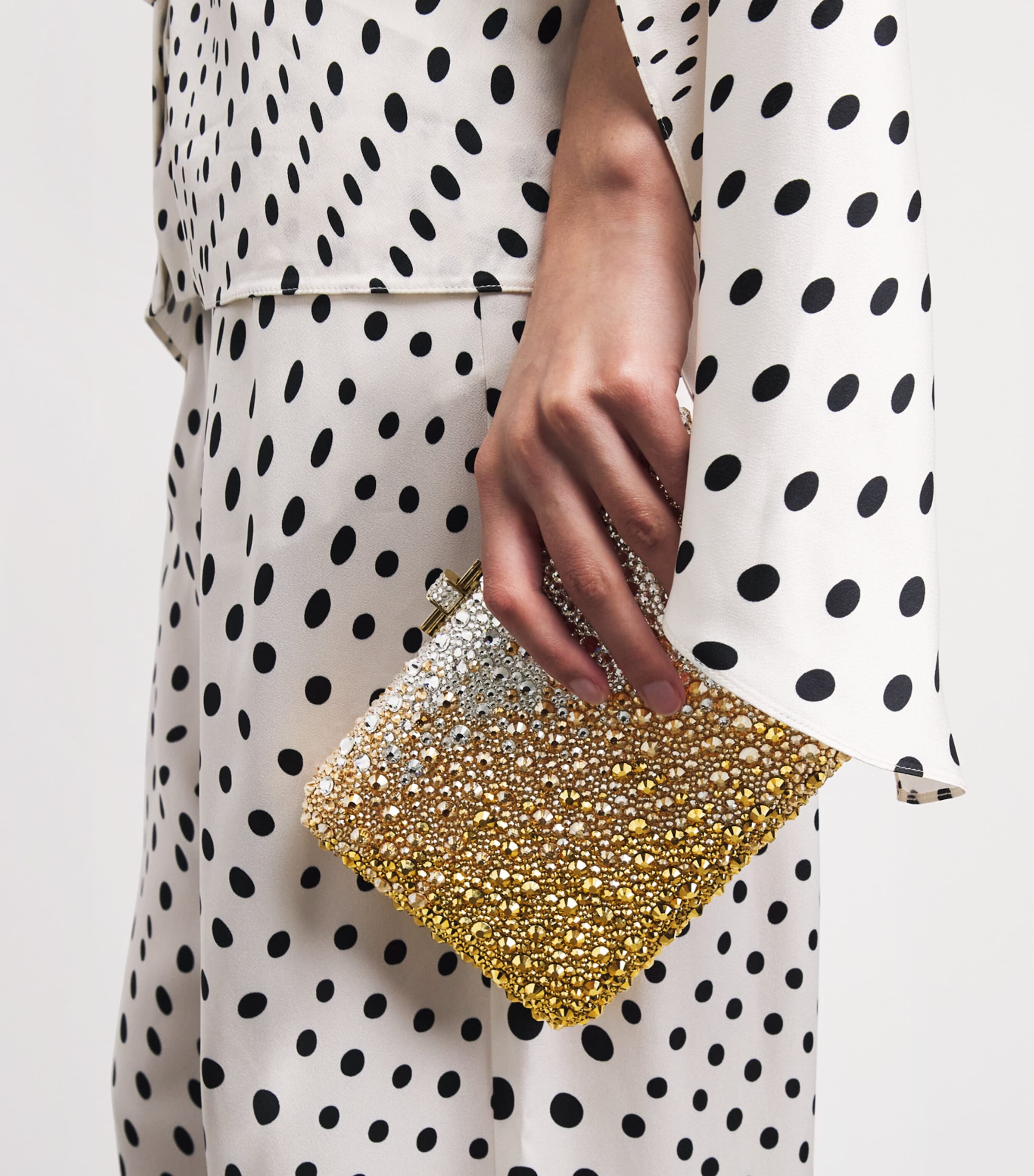 Judith Leiber Slim Slide Gradient Caviar Clutch Bag Champagne Aurum Mlti Image 2