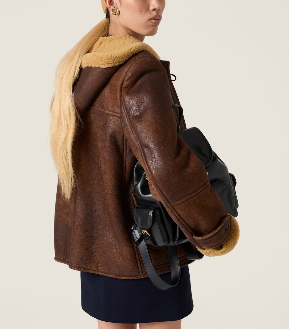 Miu Miu Womens Lambskin Logo Duffle Coat Image 4