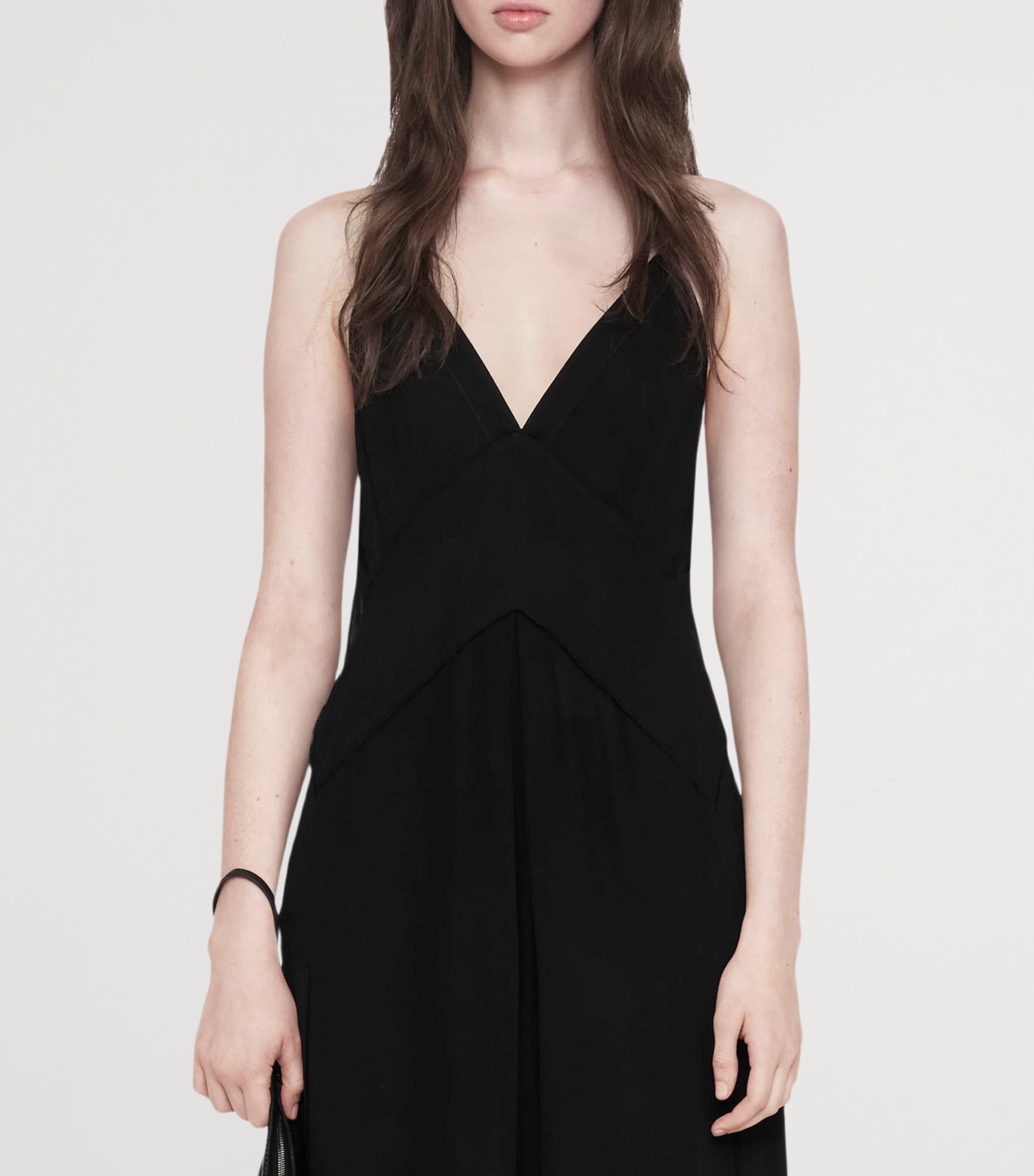 AllSaints Womens Chiffon Fawn Midi Dress Black Image 3