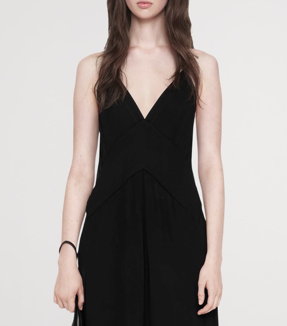 AllSaints Womens Chiffon Fawn Midi Dress Black Image 3