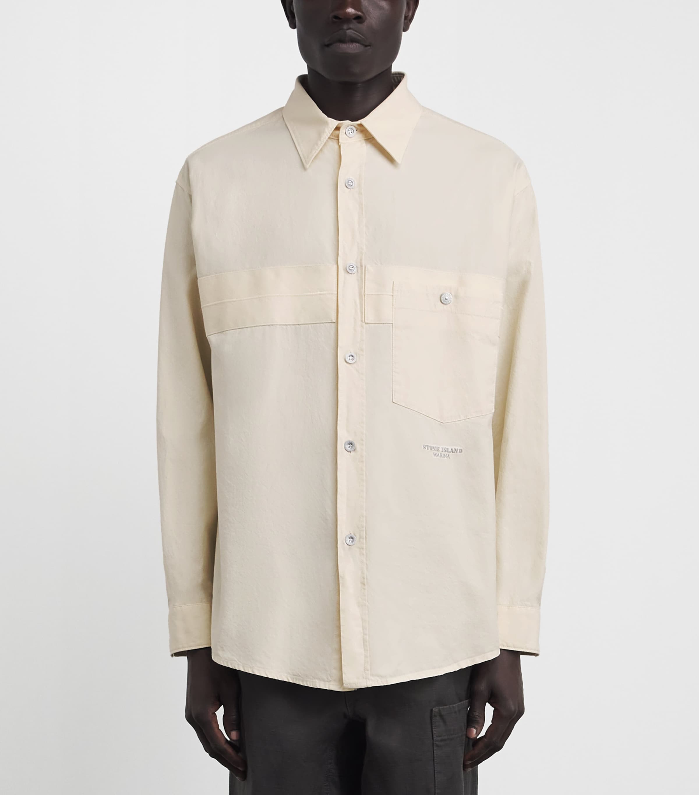Stone Island Mens Organic Cotton Garment-Dyed Overshirt Image 4