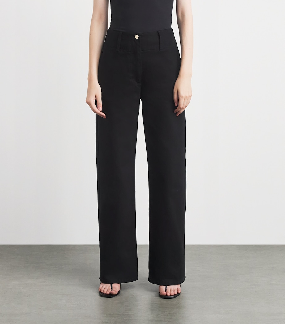 Claudie Pierlot Womens High-Rise Wide-Leg Jeans Black Denim Image 4