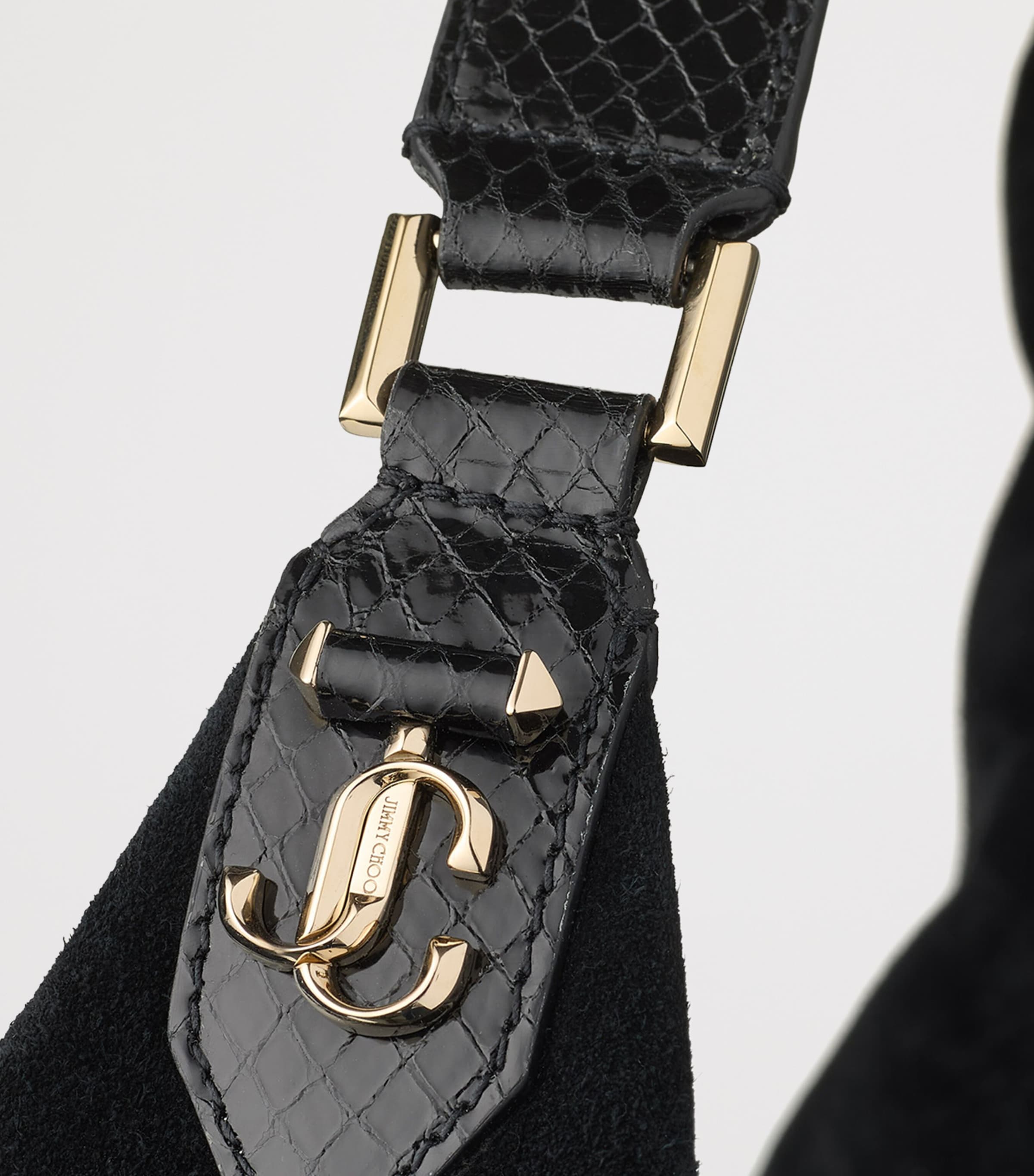 Bar Large Suede Shoulder Bag BLACK/BLACK/SHINY GO Image 2