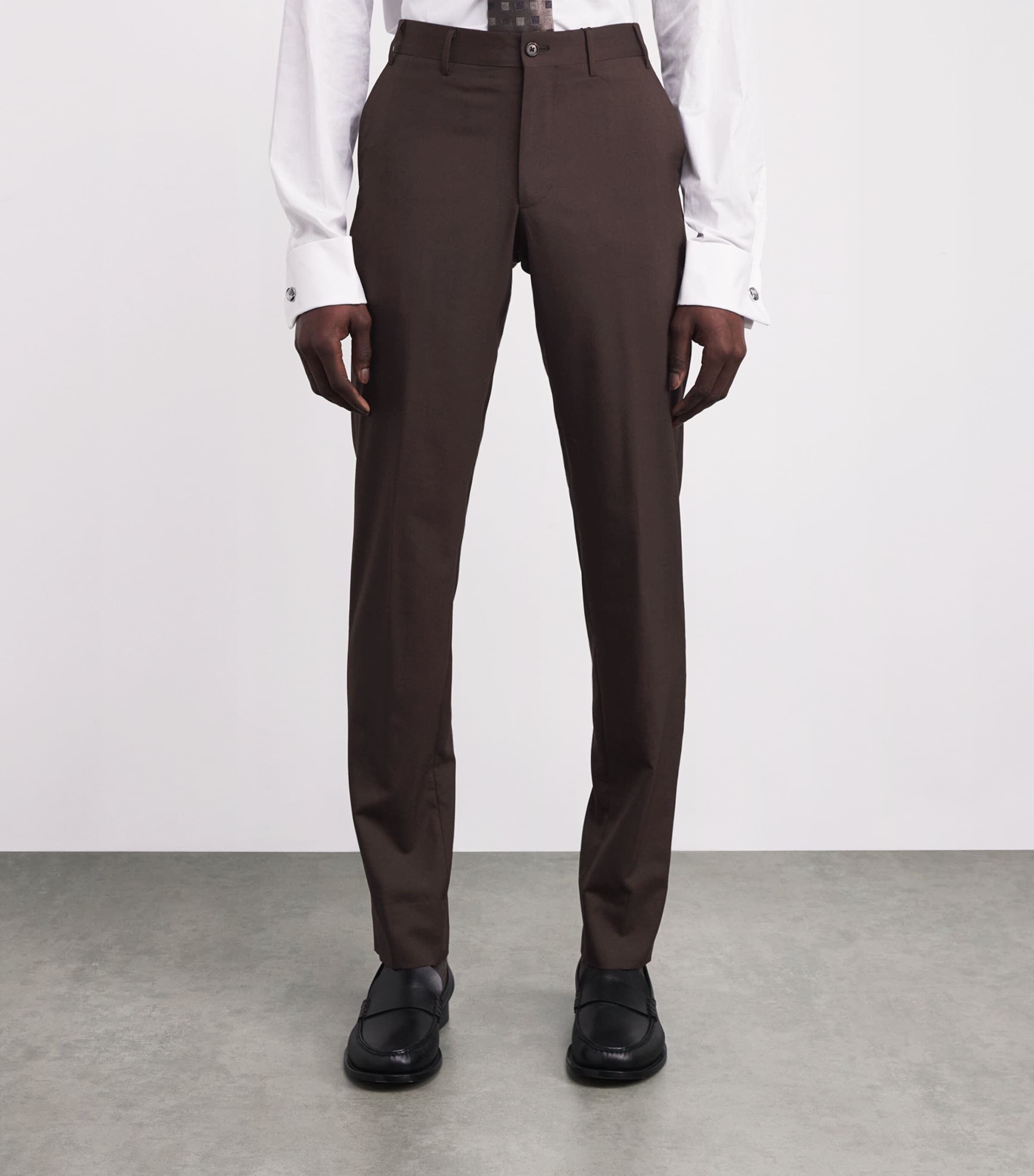 Wool-Silk Tailored Trousers 030 DARK BROWN Image 3