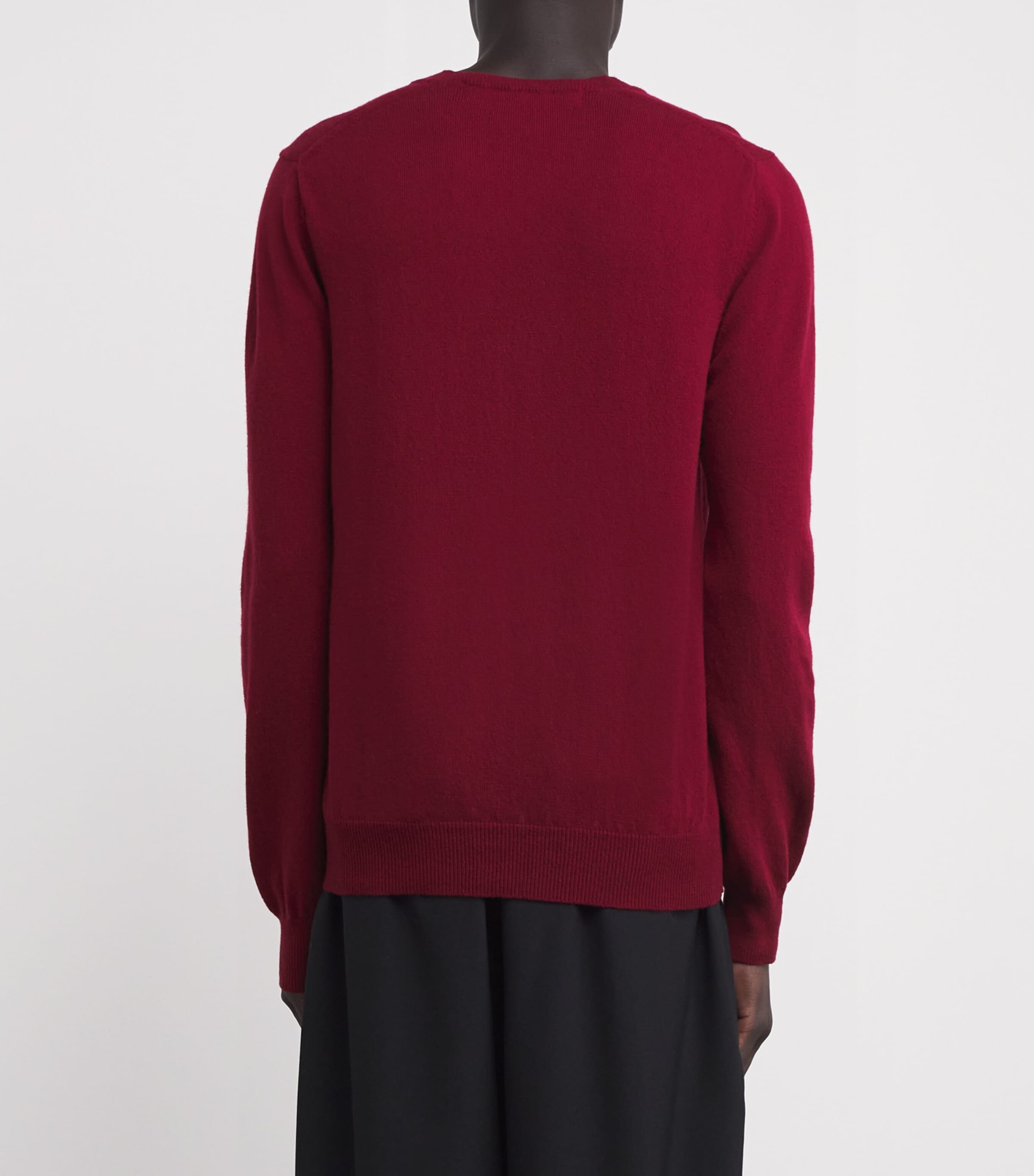 Wool V-Neck Heart Sweater BURGUNDY Image 4
