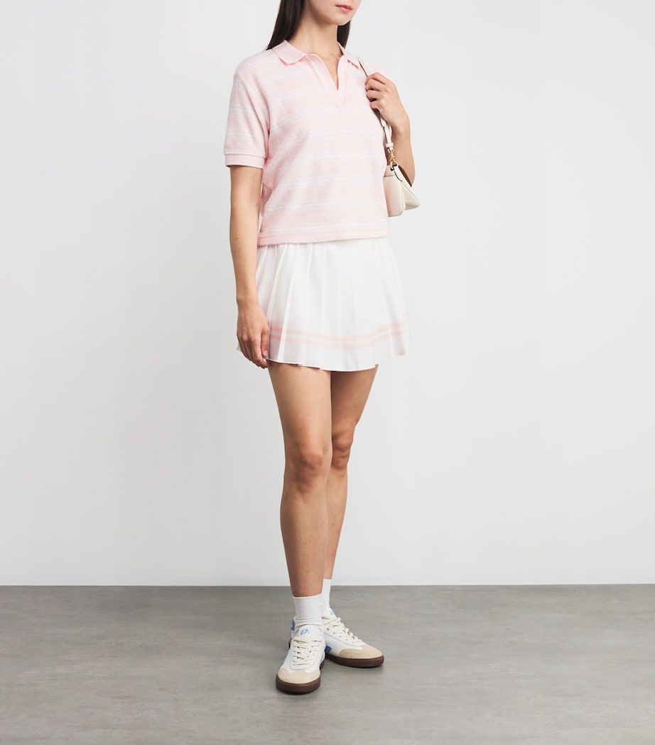 Embroidered Vendome Script Pleated Mini Skort WHITE Image 2