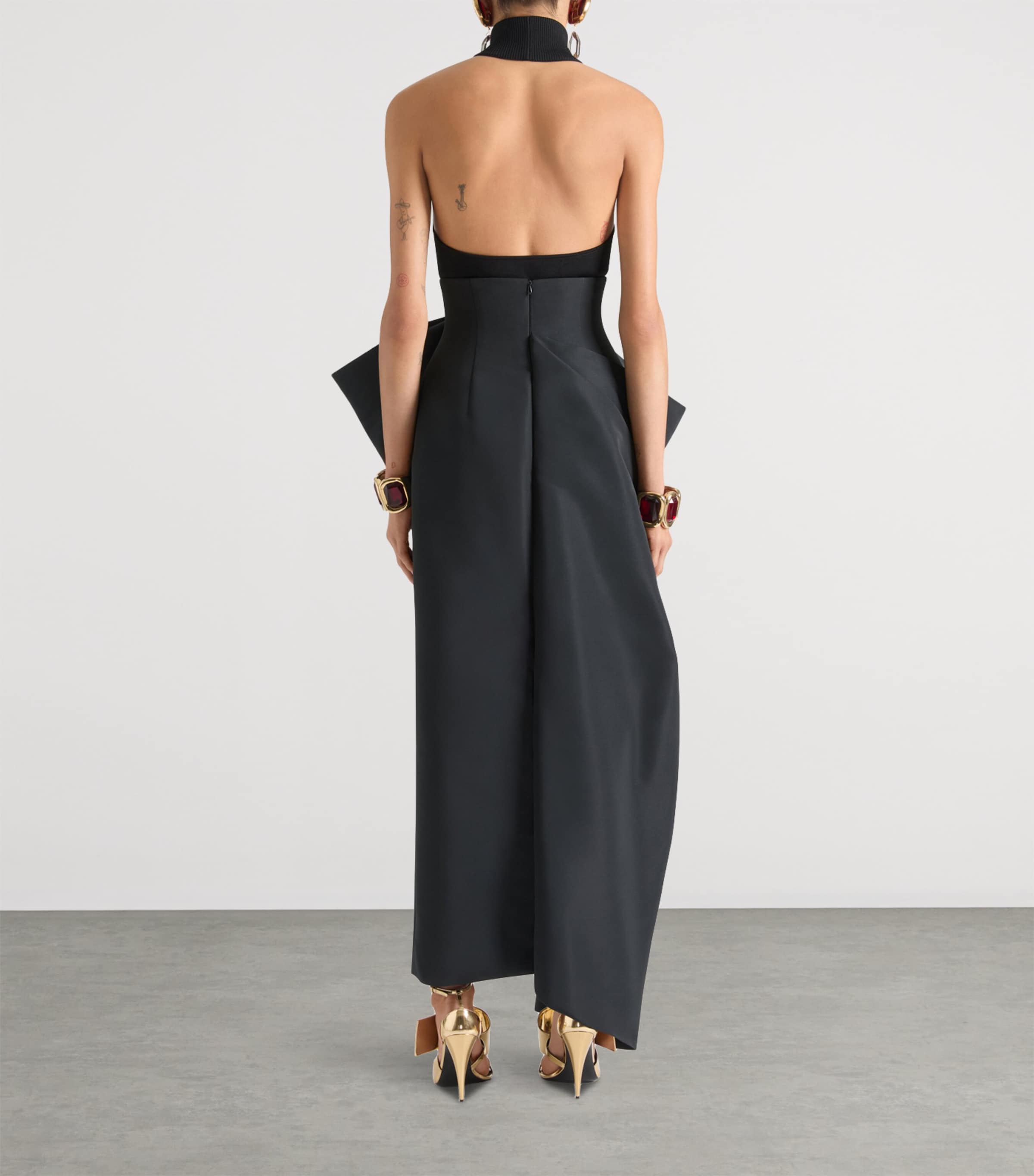 Bow-Detail Maxi Skirt BLACK Image 3
