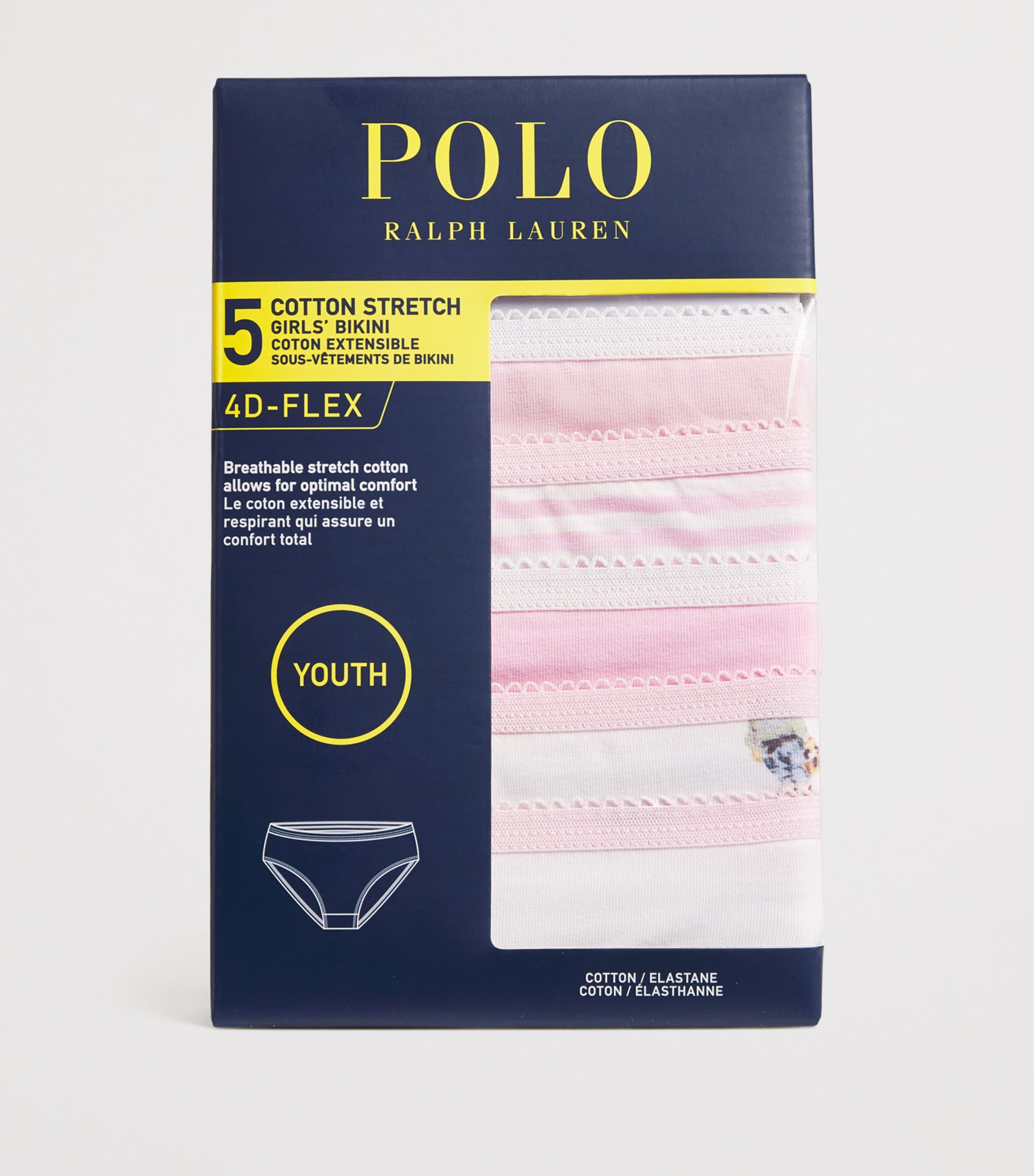 Pack of 5 Stretch-Cotton Briefs (7-14 Years) ADQ HINT OF PINK Image 3