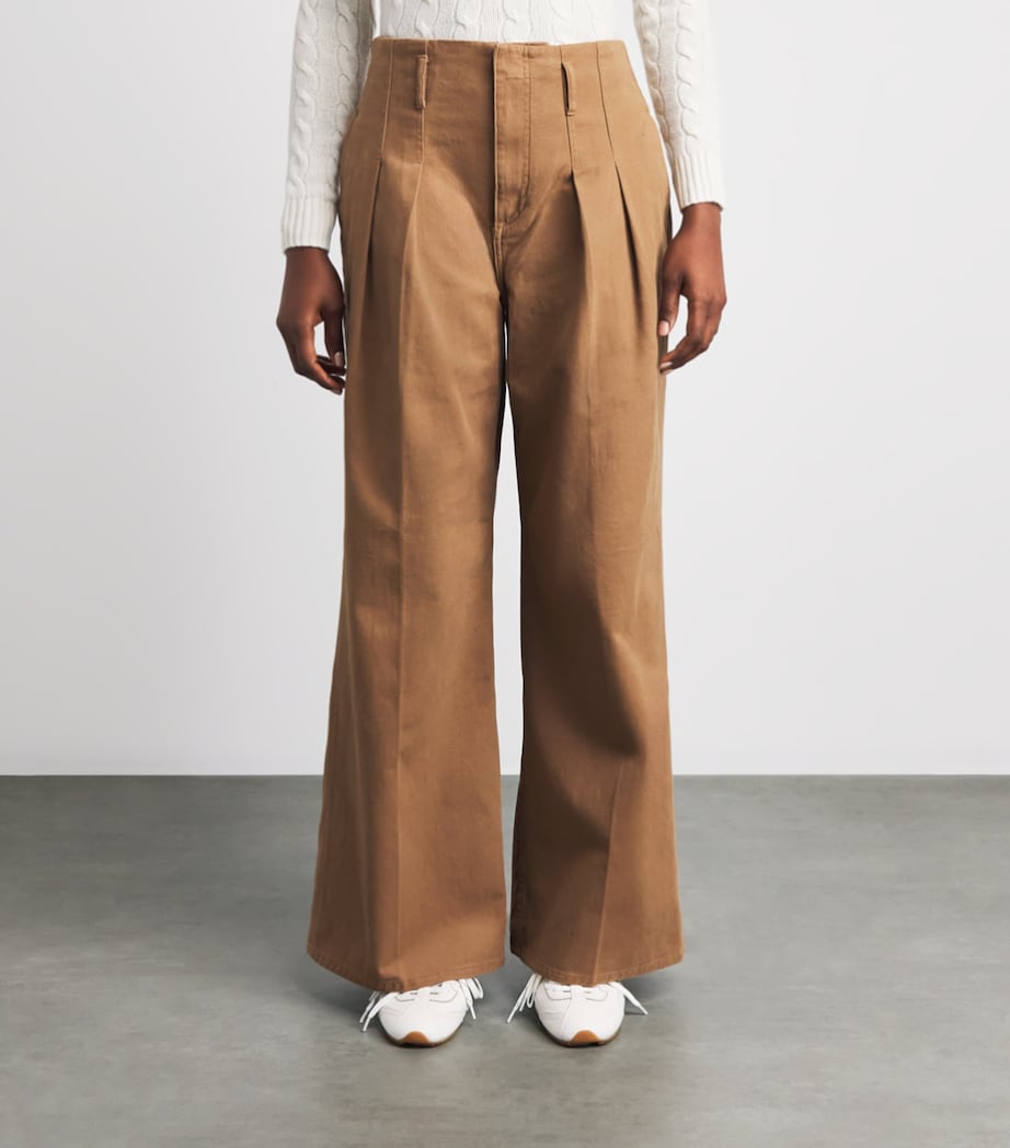 Polo Ralph Lauren Pleated Wide-Leg Trousers Camel Image 4