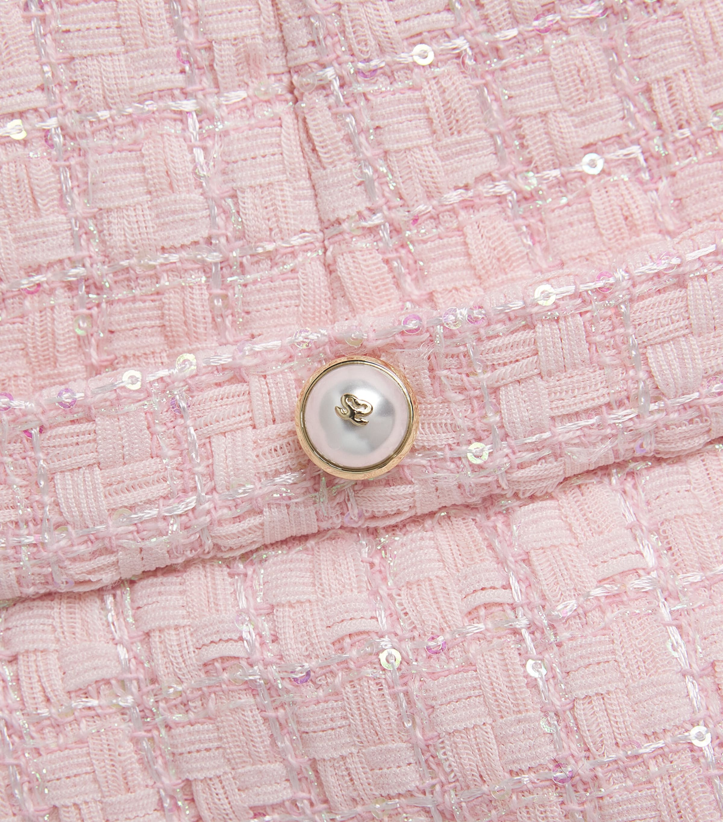 Tweed Sequinned Check Shorts PINK Image 5