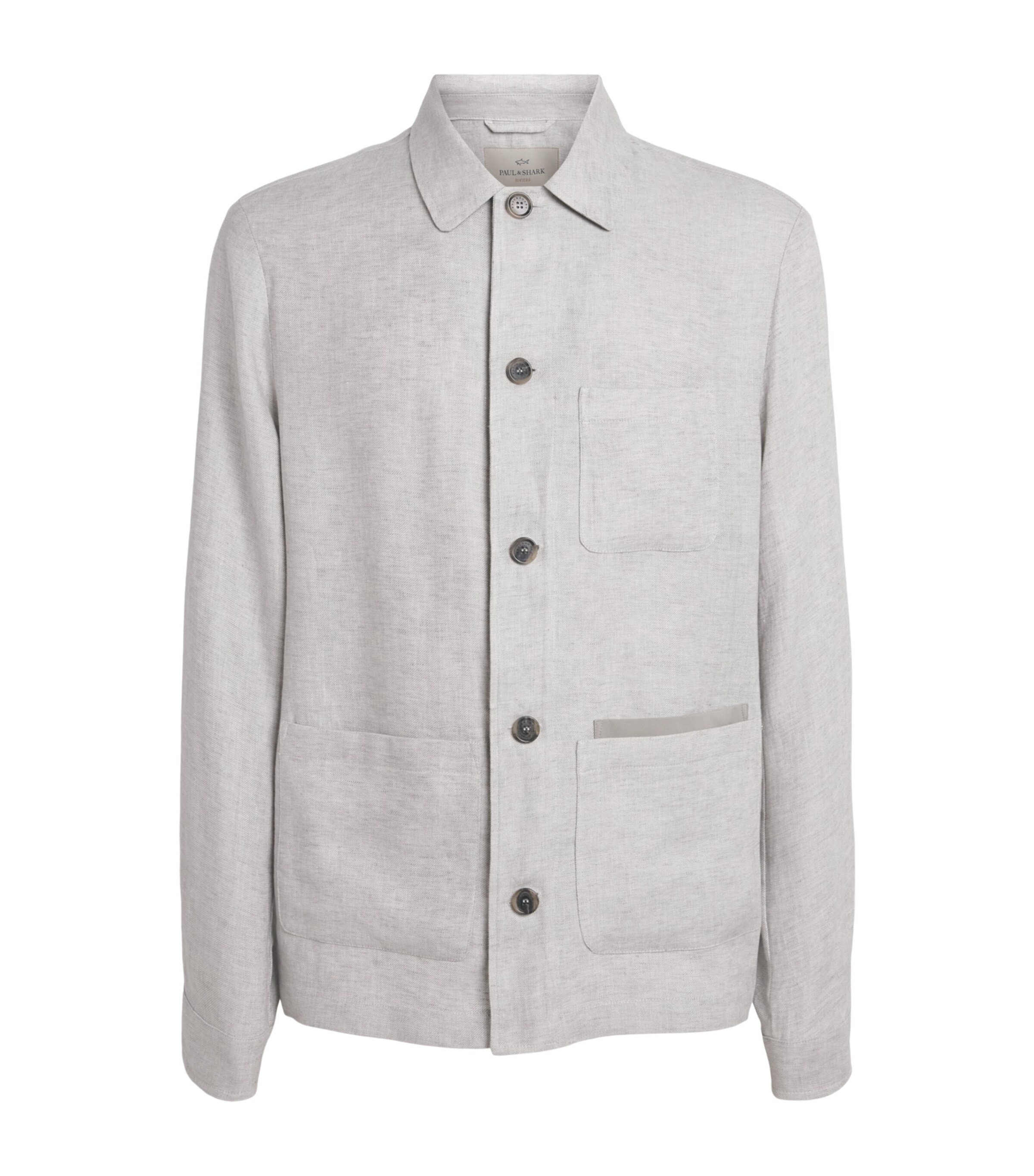 Paul & Shark Mens Linen Chore Overshirt Medium Grey Image 1