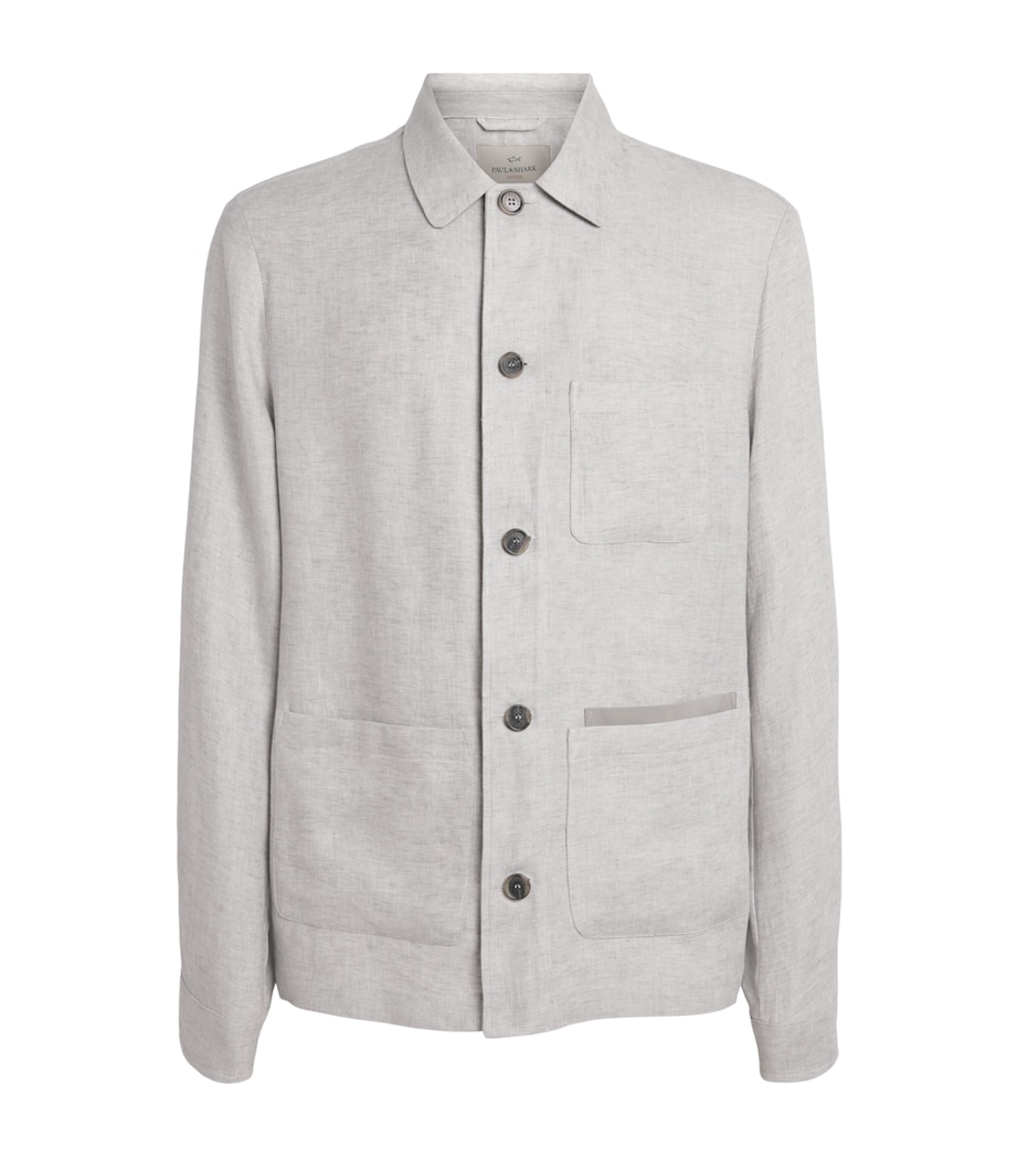 Paul & Shark Mens Linen Chore Overshirt Medium Grey Image 1