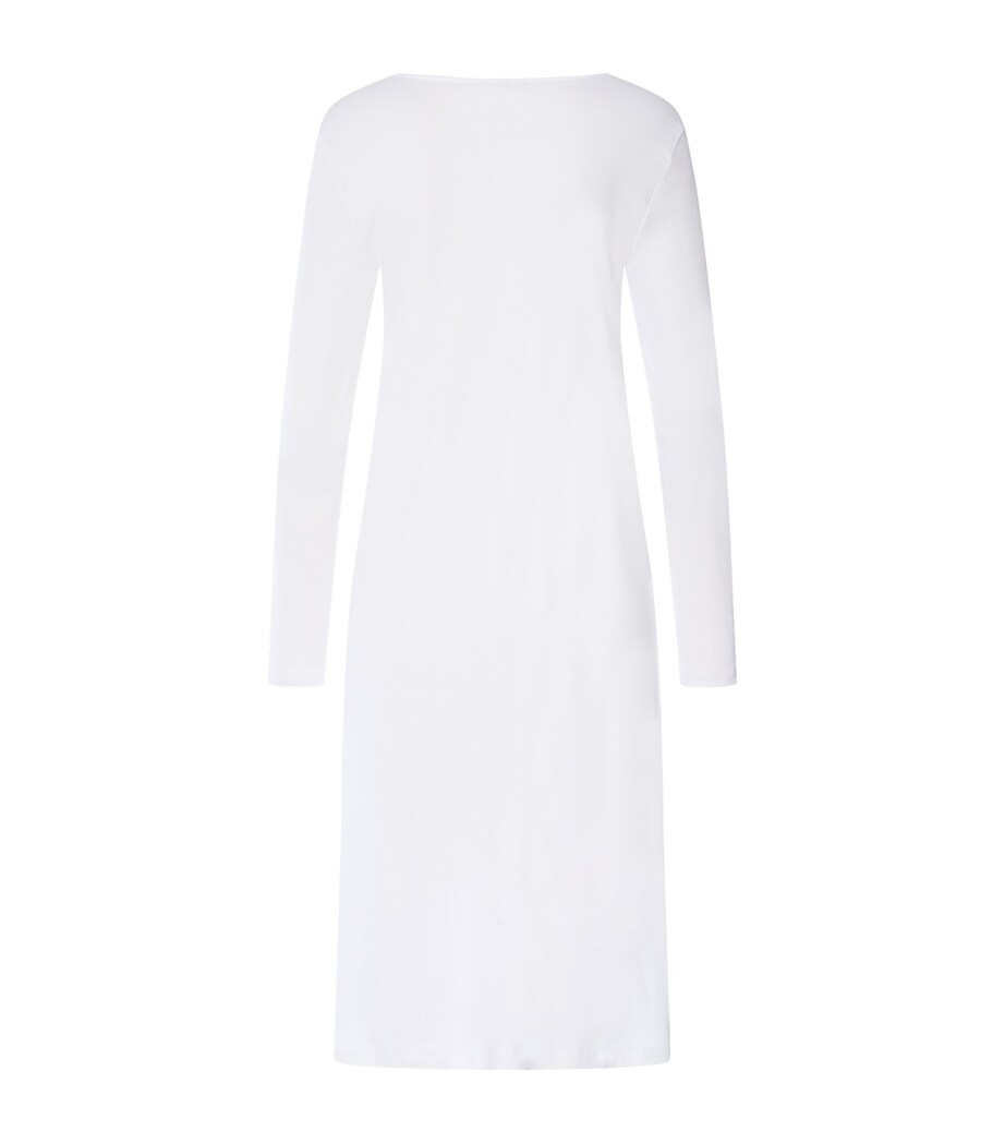 Hanro Womens Cotton Lace-Trim Belen Nightdress White Image 4