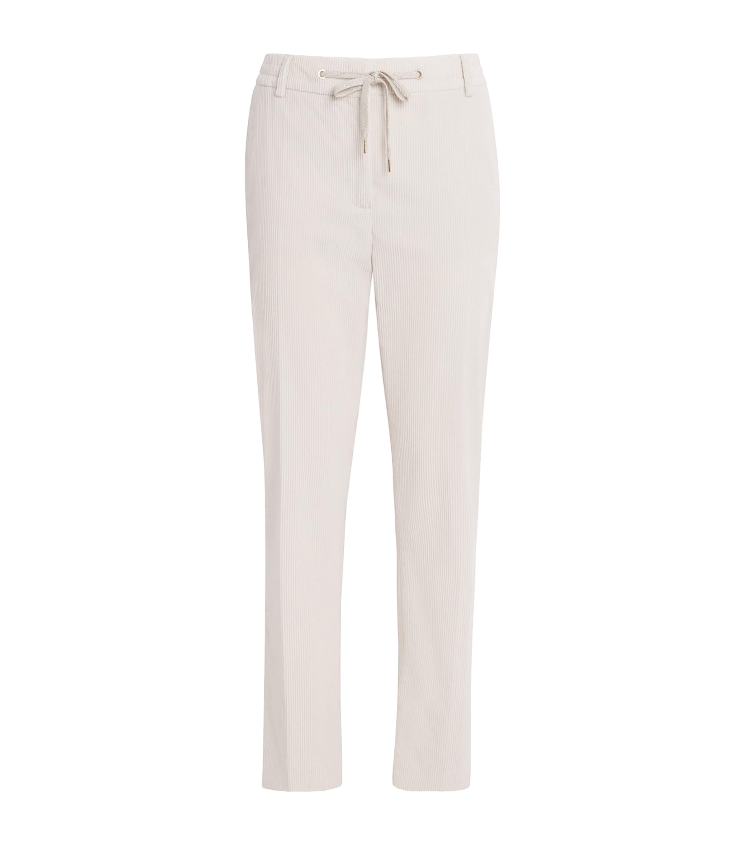 Eleventy Corduroy Drawstring Straight Trousers In White