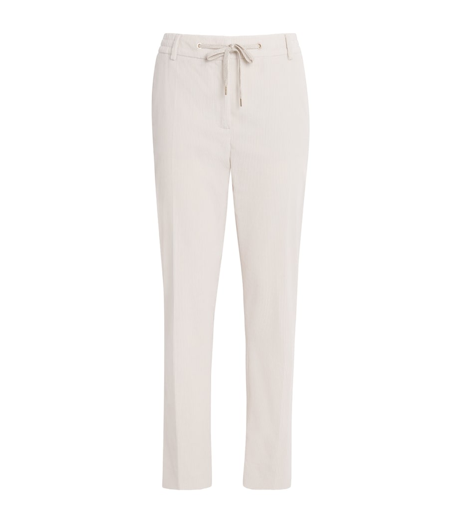 Corduroy Drawstring Straight Trousers AVORIO Image 1