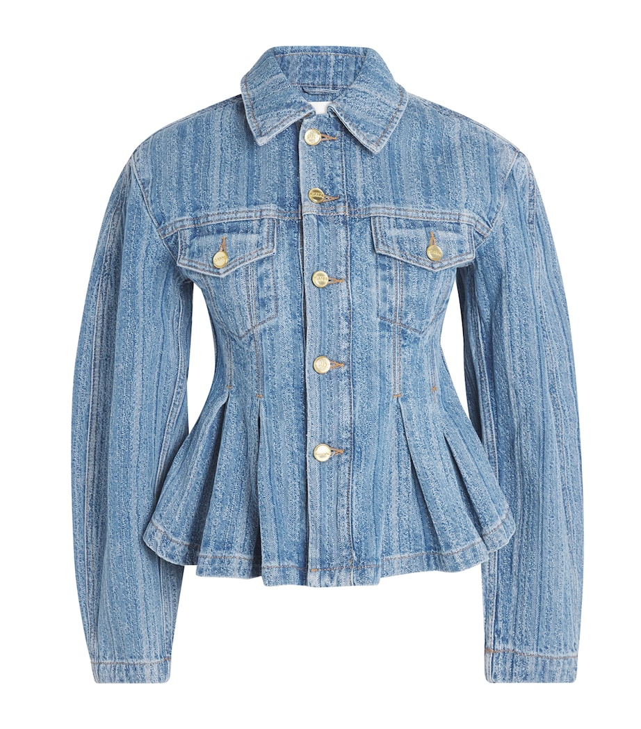 Pleated Stripe Denim Jacket 566 MID BLUE STONE Image 1