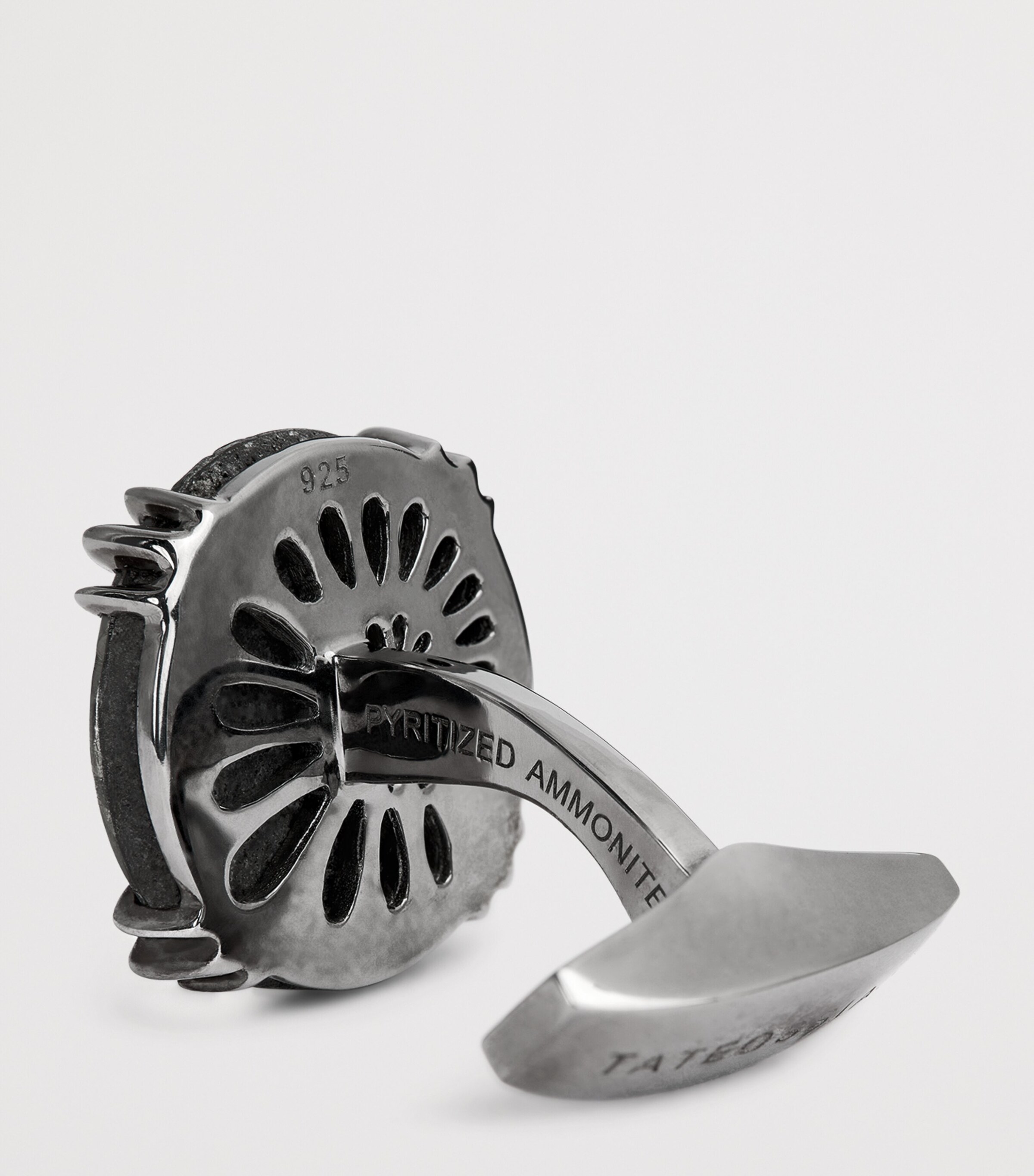 Sterling Silver and Pyritised Ammonite Cufflinks BLUE Image 5