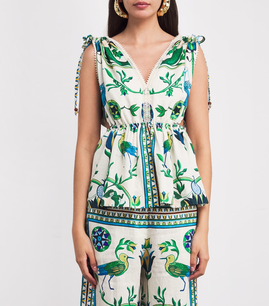 Linen Printed Viktoria Top OFFWHITE MULTICOLOR Image 3