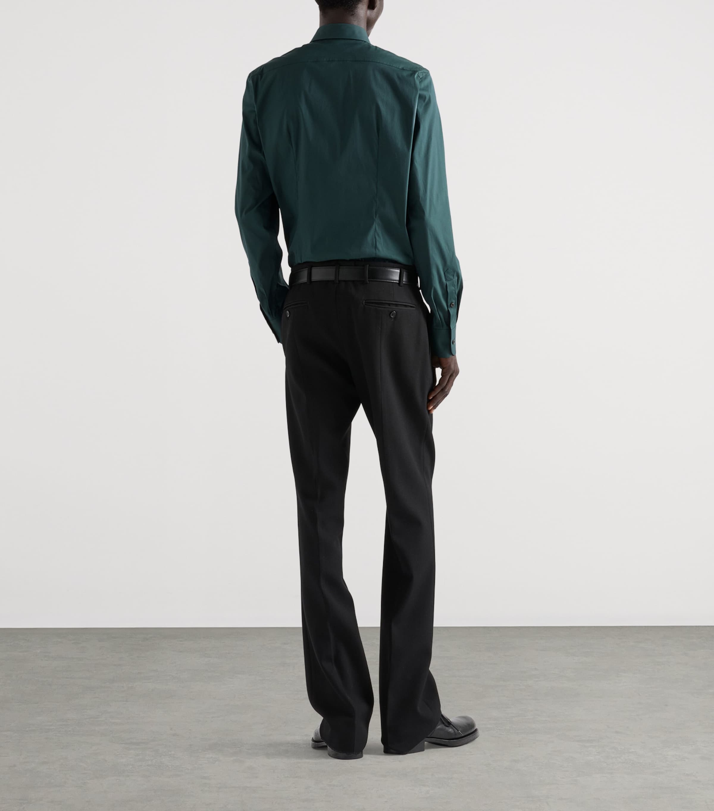 Prada Mens Stretch-Cotton Slim Shirt Green Image 5
