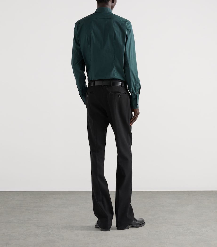 Prada Mens Stretch-Cotton Slim Shirt Green Image 5