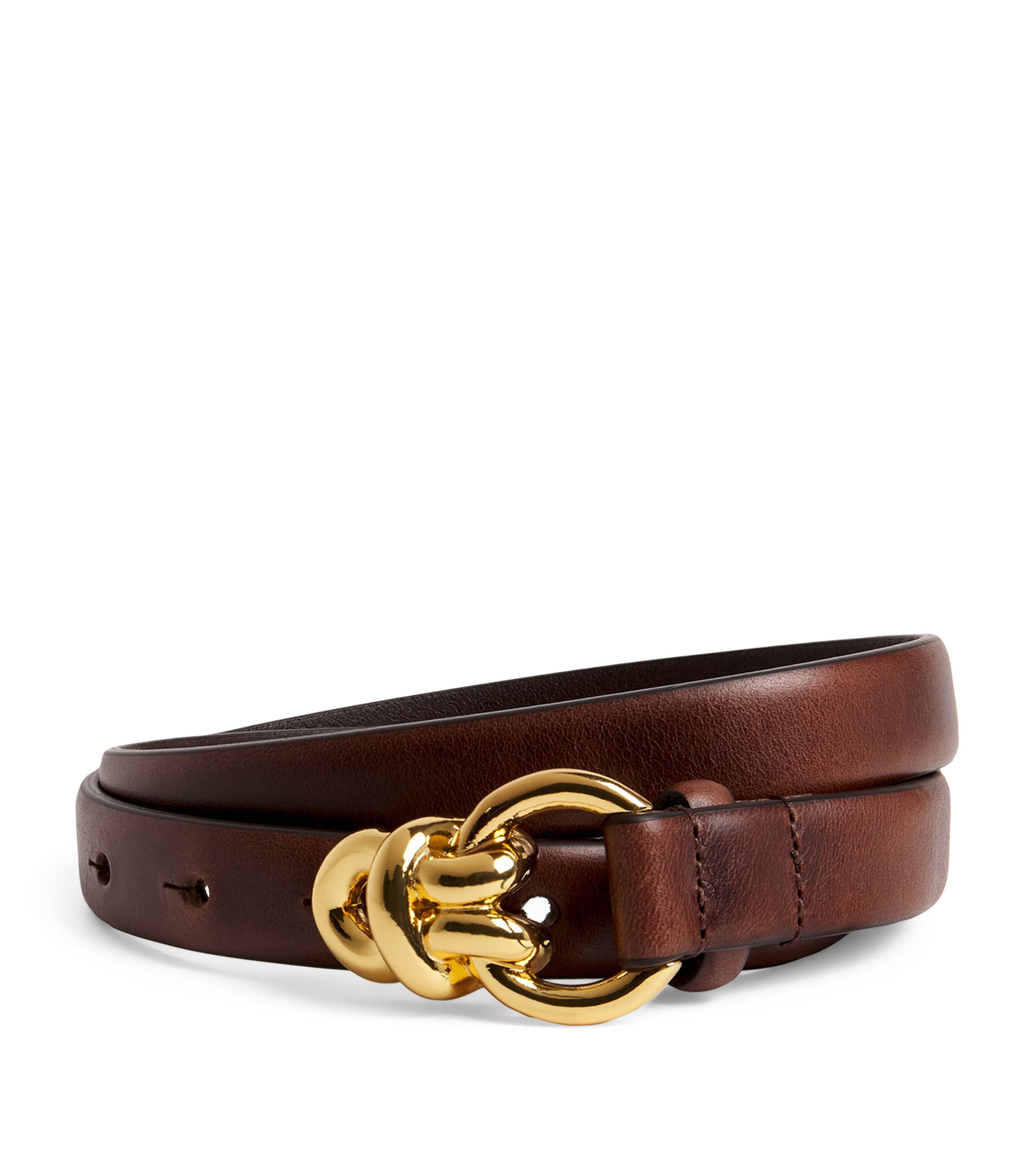 Leather Chain Buckle Belt BROWN Image 1