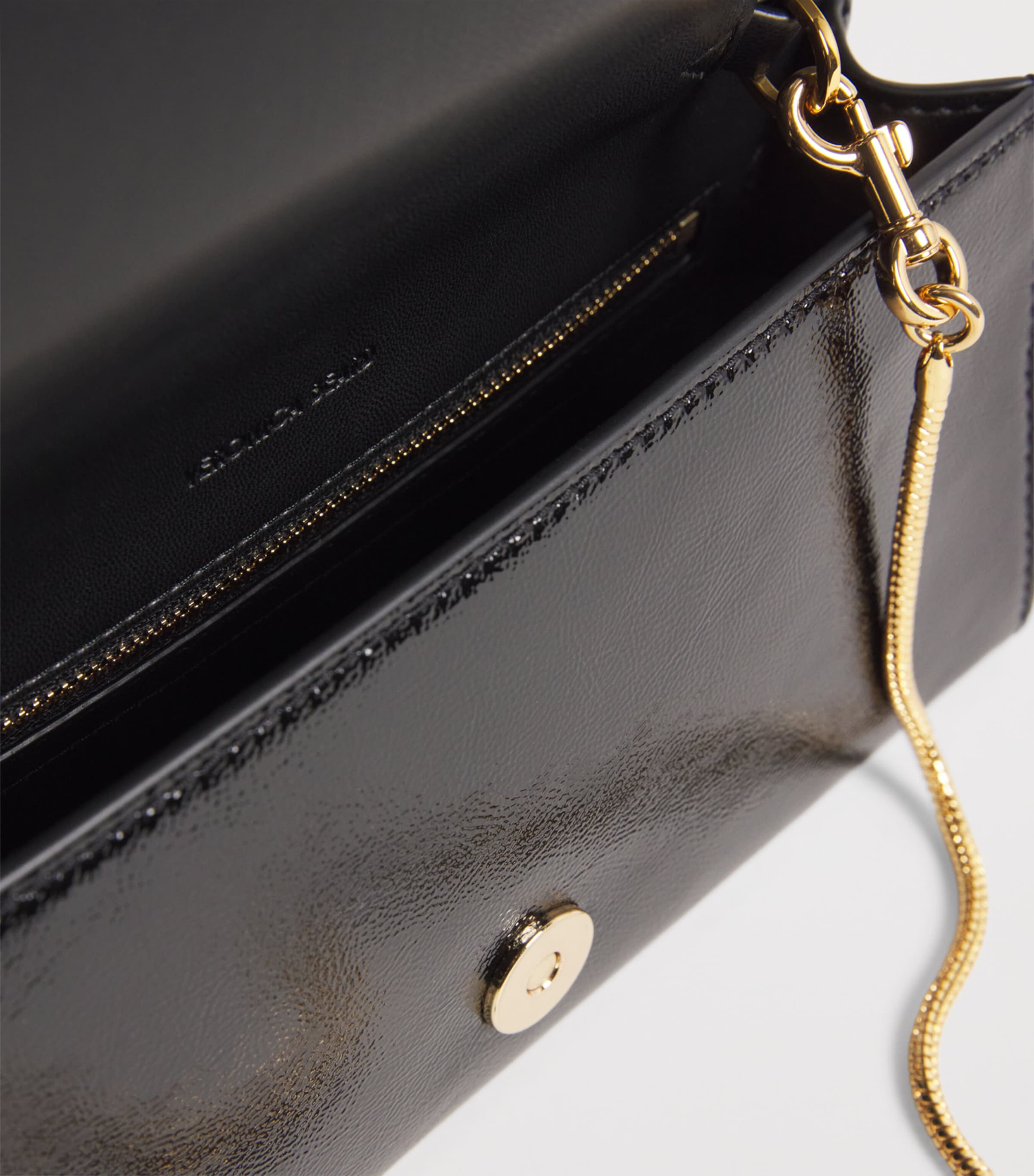 Patent Leather Barre Clutch Bag B0002 BLACK Image 4