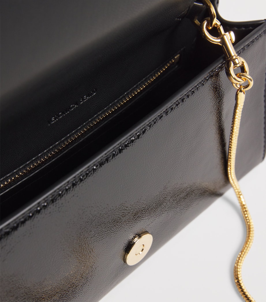 Patent Leather Barre Clutch Bag B0002 BLACK Image 4