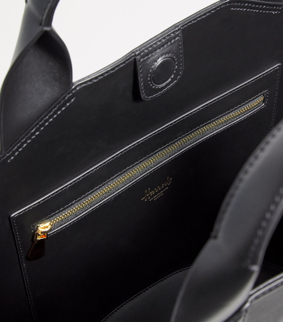 Leather H Tote Bag BLACK Image 4