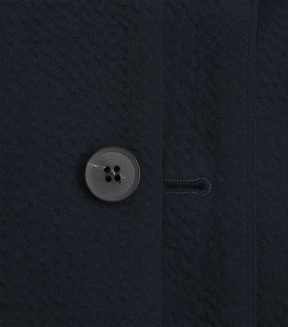 Sunspel Mens Stretch-Wool Seersucker Jacket Buaa Navy Image 5