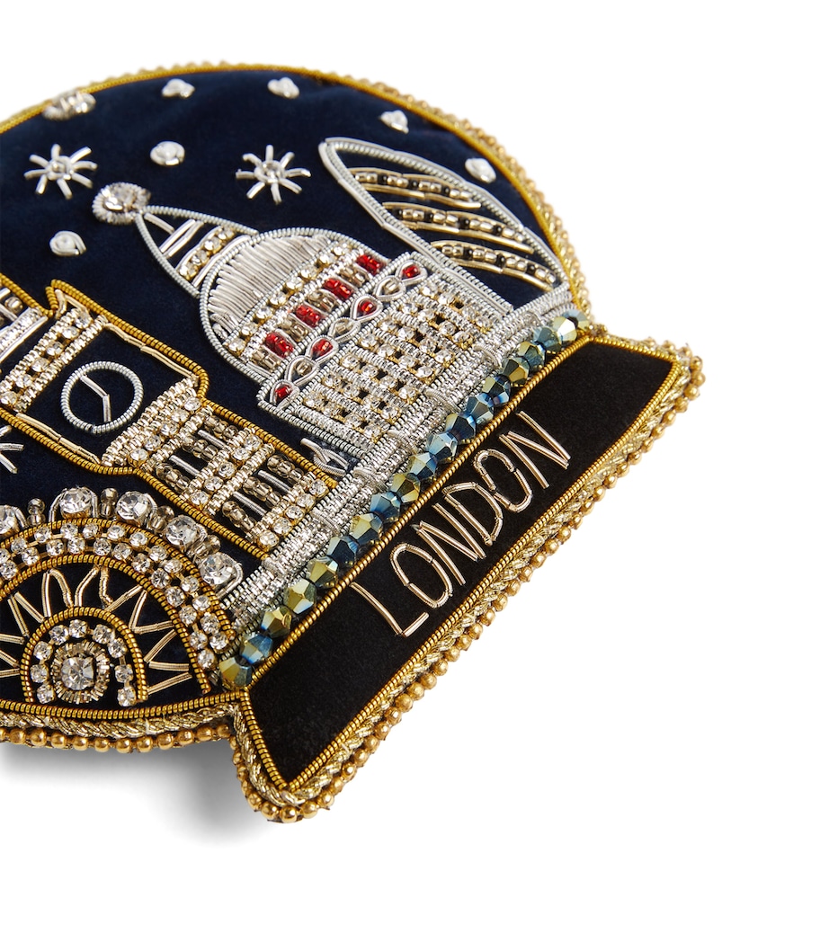 London Snowglobe Christmas Flat Tree Decoration NAVY/GOLD Image 4