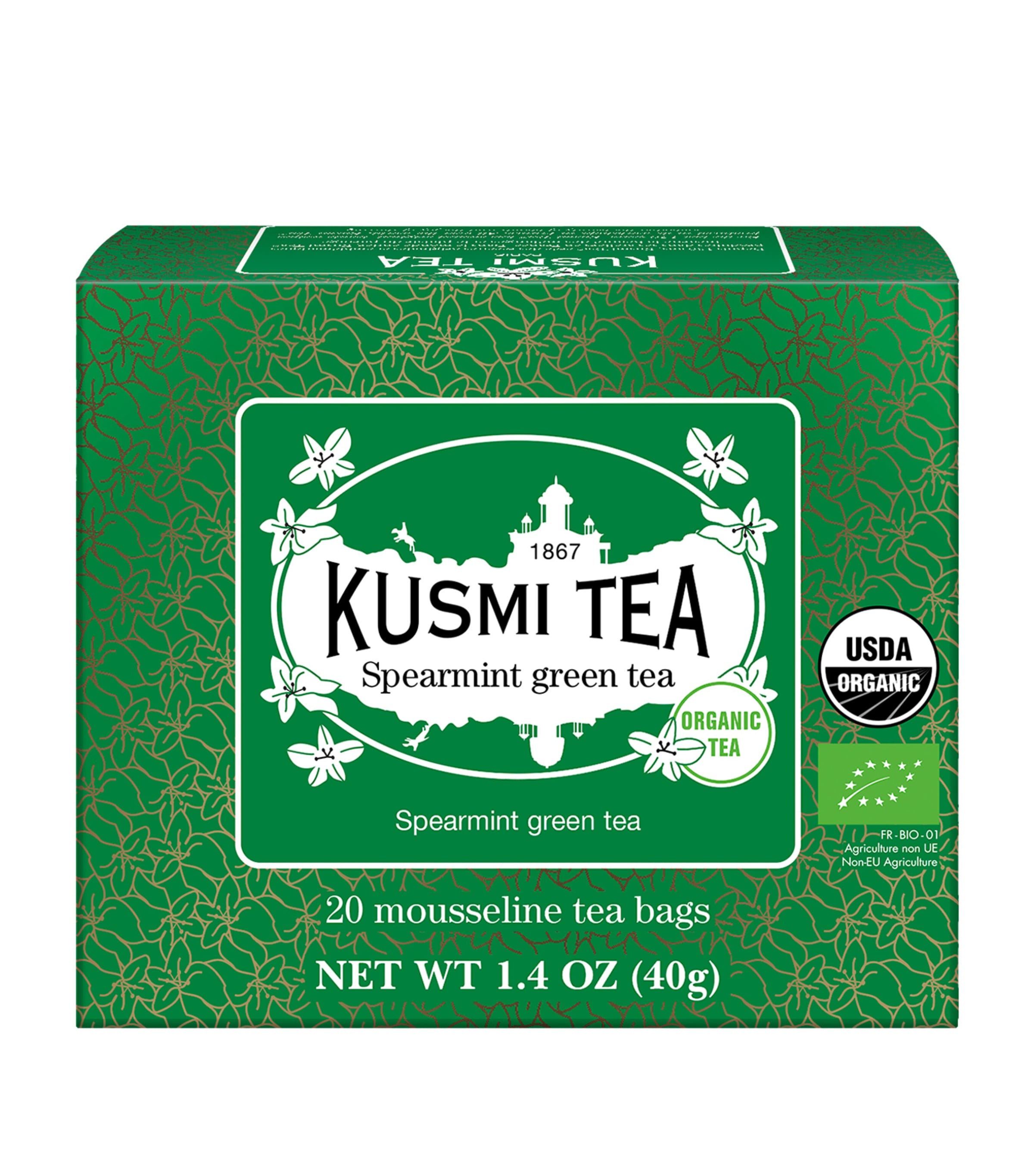 Kusmi Organic Spearmint Green Tea (40g) | Tea | Food | Free From | Designers | Kusmi | Tea Bags