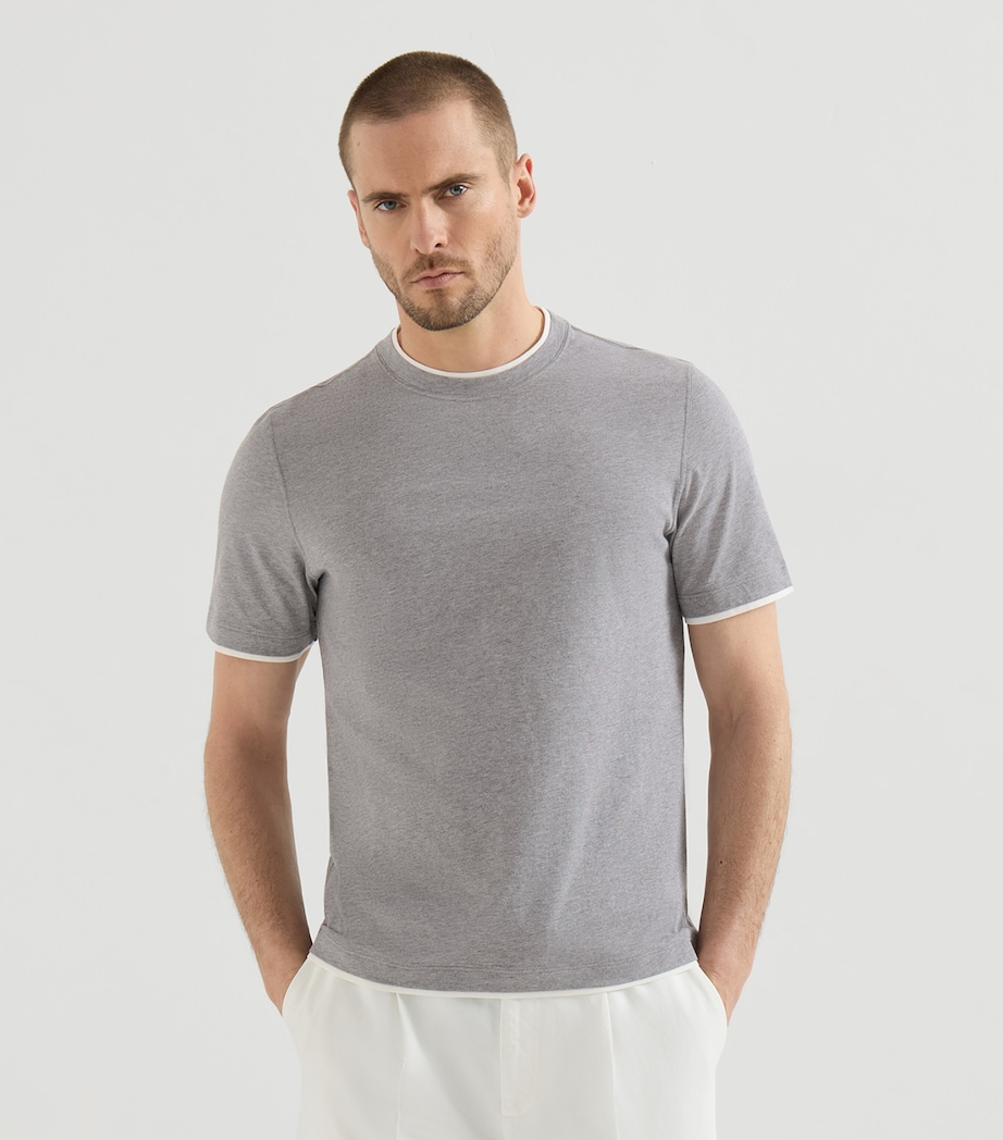 Brunello Cucinelli Mens Cotton Faux-Layered T-Shirt Image 3