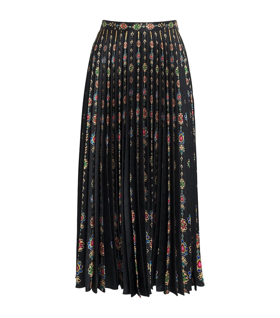 Satin Pendant Stripe Print Pleated Midi Skirt 2346-PENDANT STRIPE Image 1