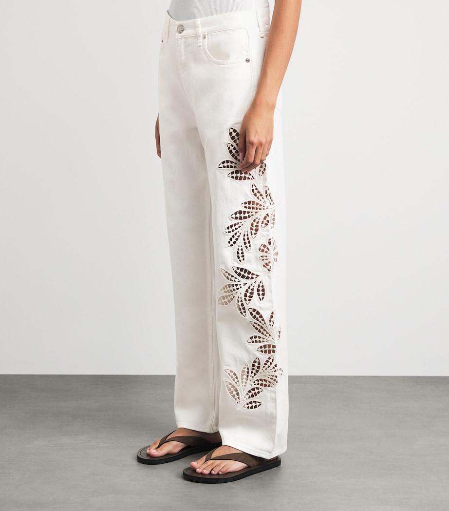 Rag & Bone Womens Crochet Shea Straight Jeans Whtfloral Image 4