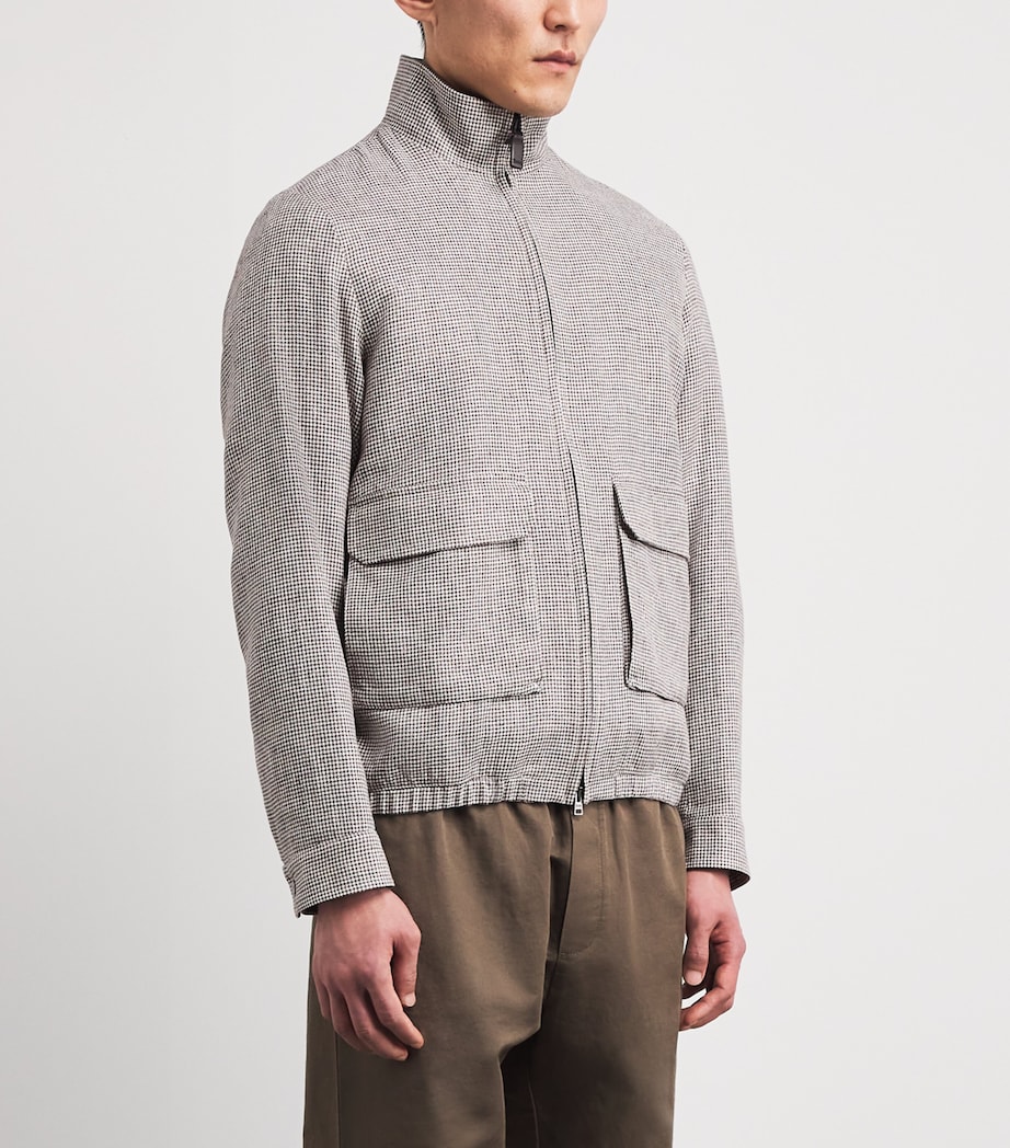 Linen-Blend Houndstooth Bomber Jacket MUD 8600 Image 4