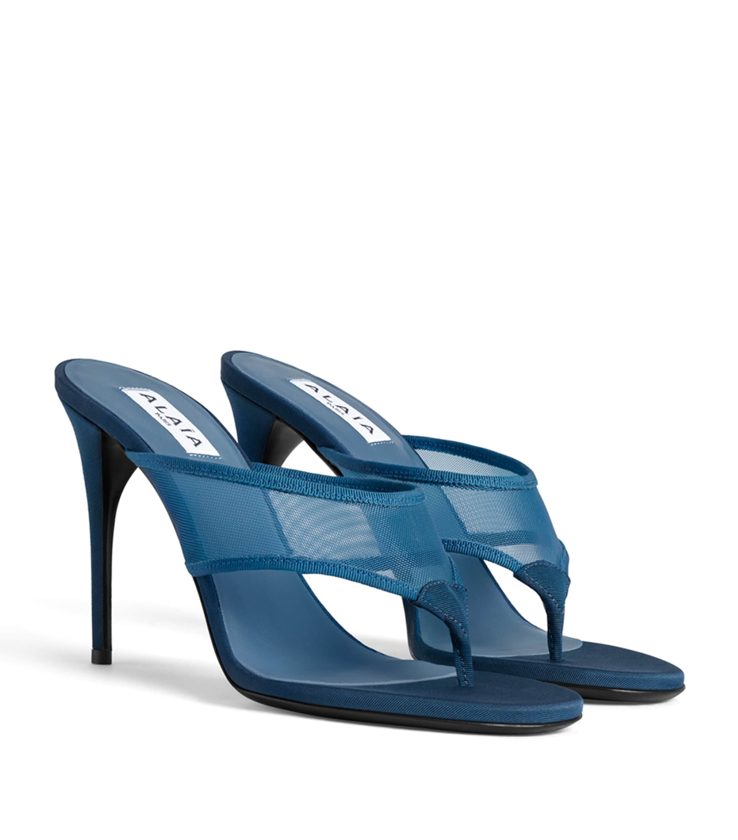 Alaïa Mesh Thong Mules 90 Blue Image 2