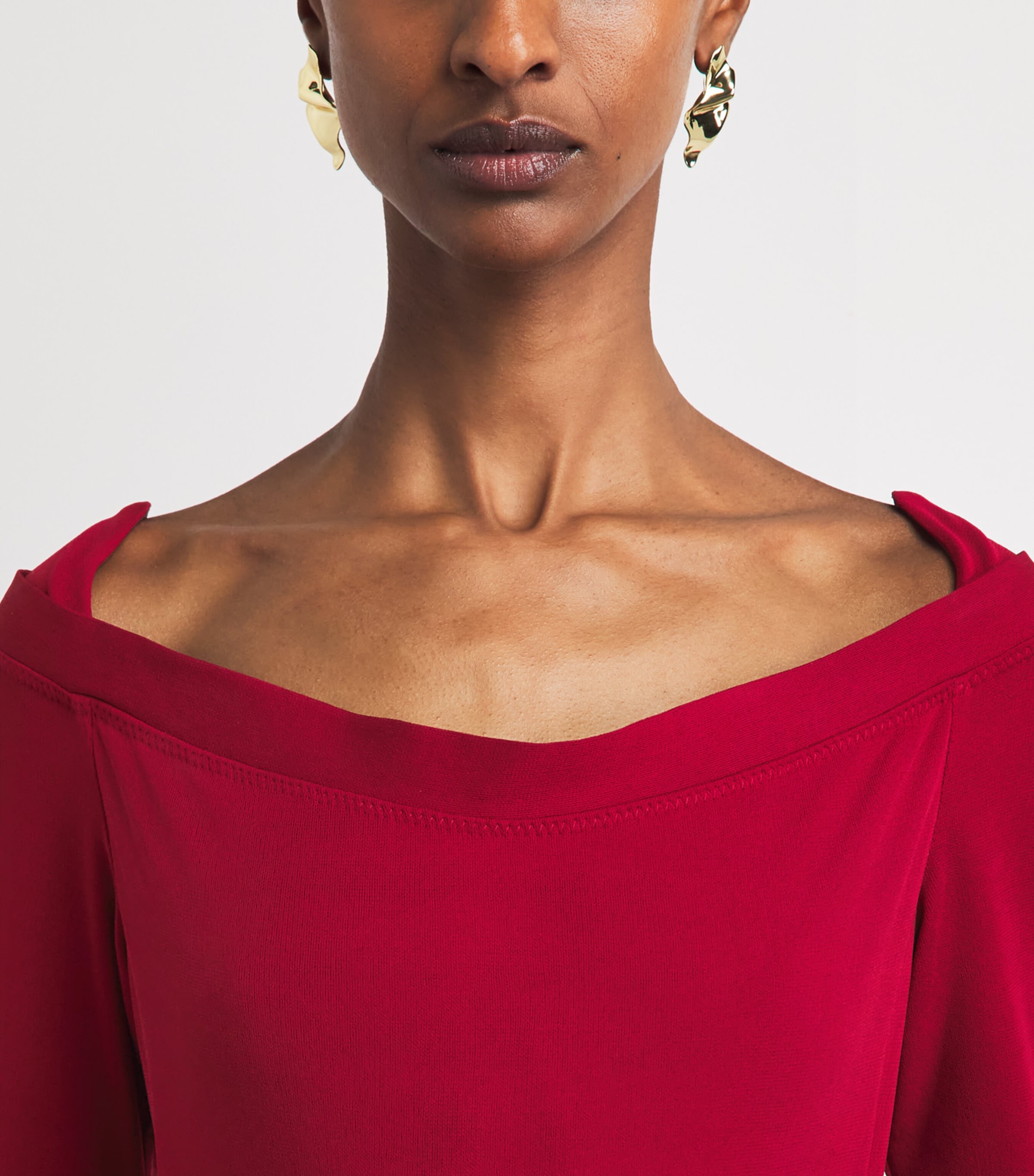 Tory Burch Womens Jersey Pleated Midi Dress Rouge Image 3