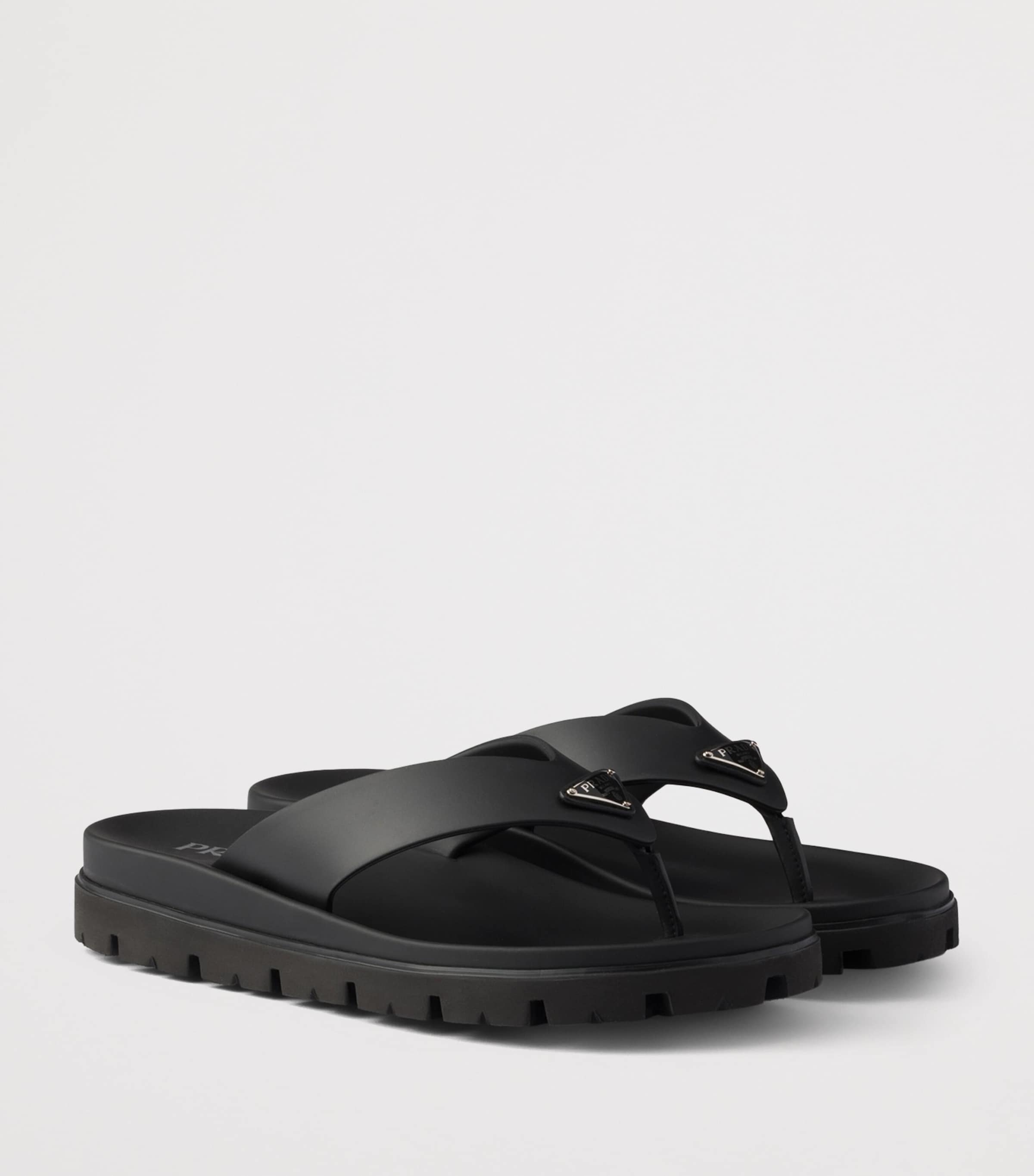 Prada Rubber Logo Thong Sandals Black Image 2