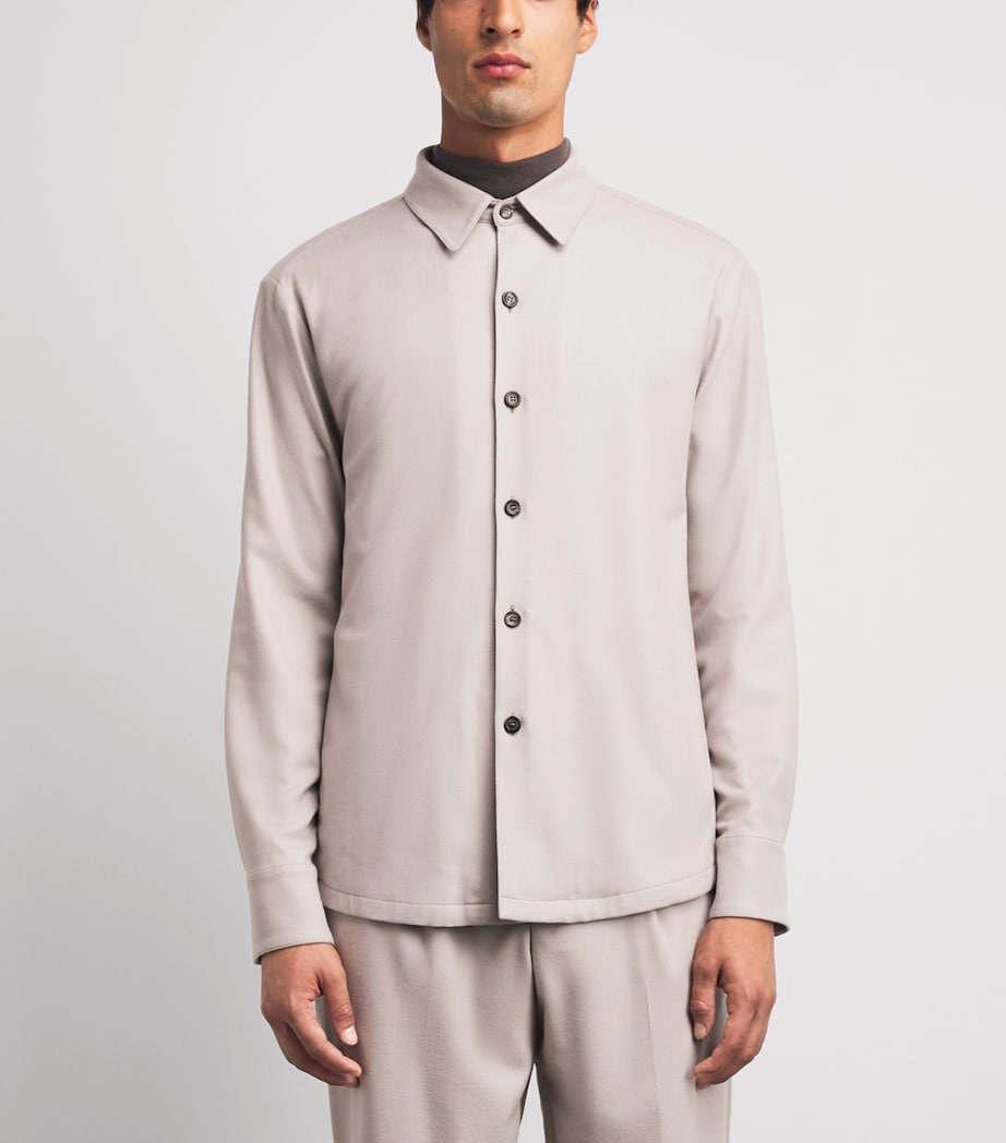 Colombo Mens Wool-Blend Overshirt Light Beige Image 4
